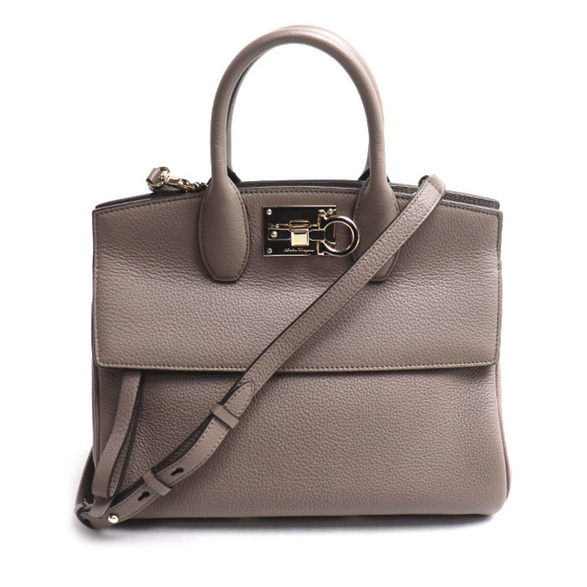 Salvatore Ferragamo Grayish Leather Pouch Shoulder Bag (Pre-Owned)
