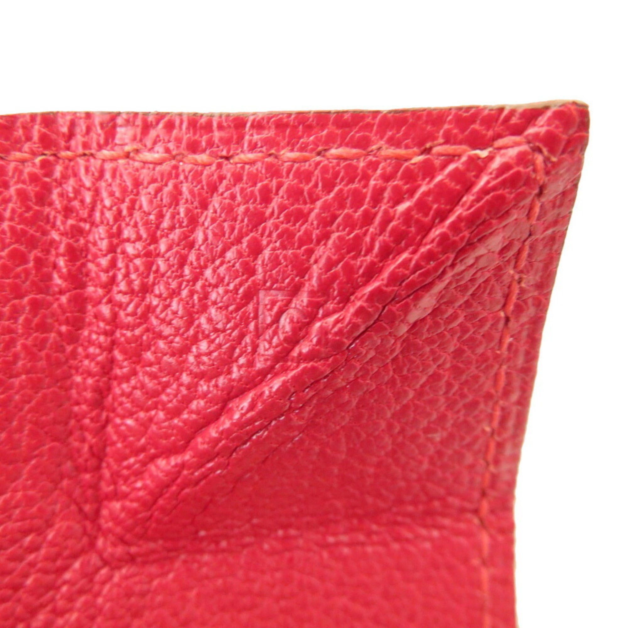 Hermes Orange Red Color Chevre Leather Coin Purse/Coin Case (Pre-Owned)