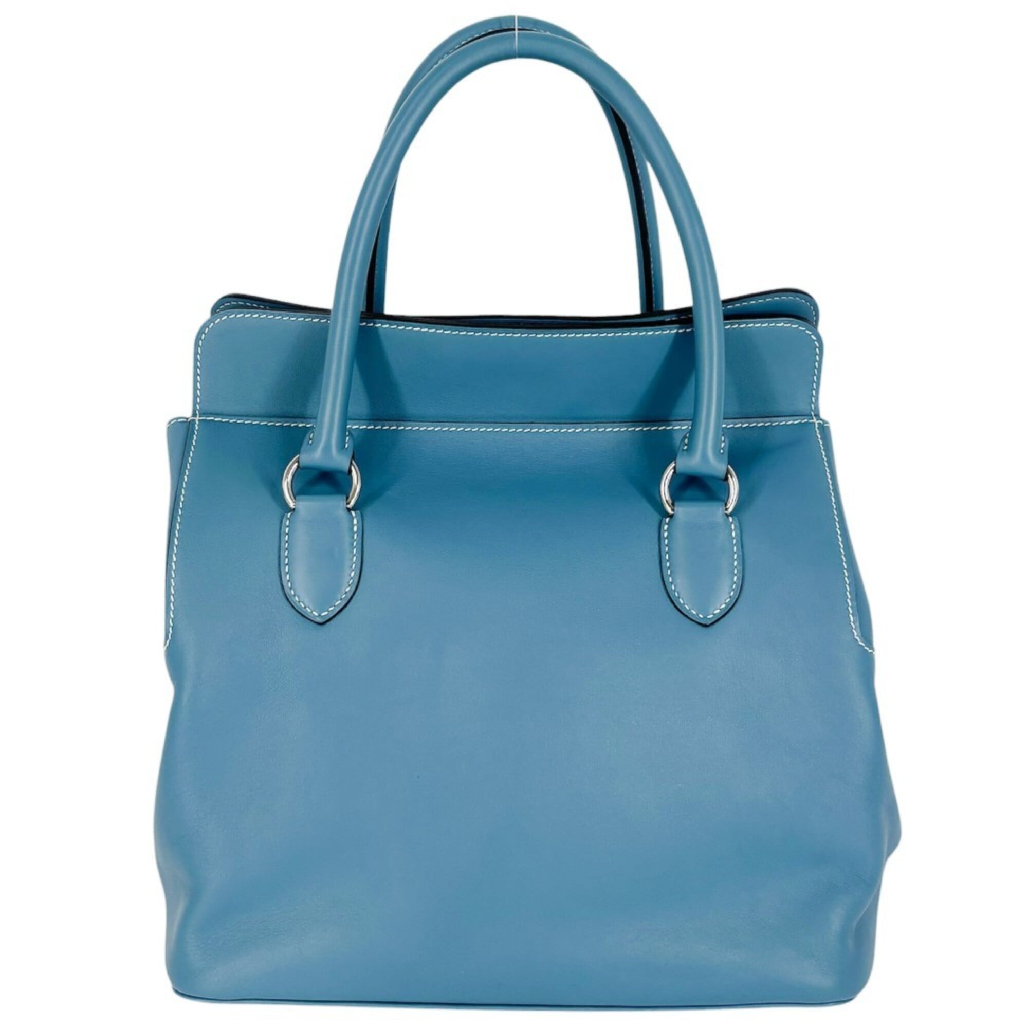 Hermes Toolbox Blue Leather Handbag Shoulder Bag (Pre-Owned)