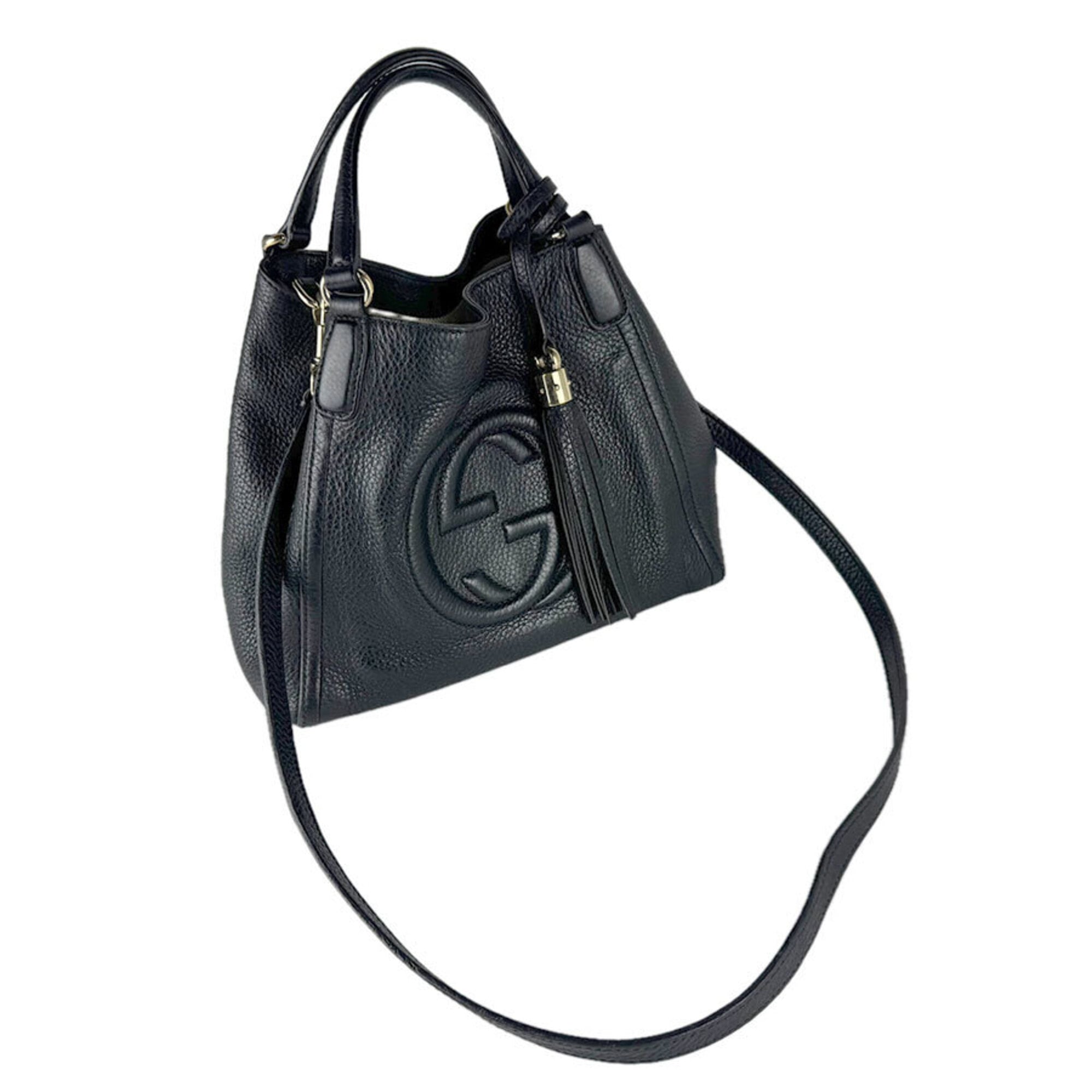 Gucci Black Leather Handbag Shoulder Bag (Pre-Owned)