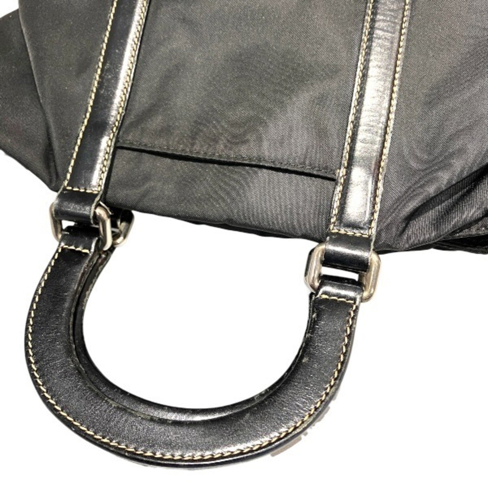Prada Black Nylon Leather Handbag (Pre-Owned)
