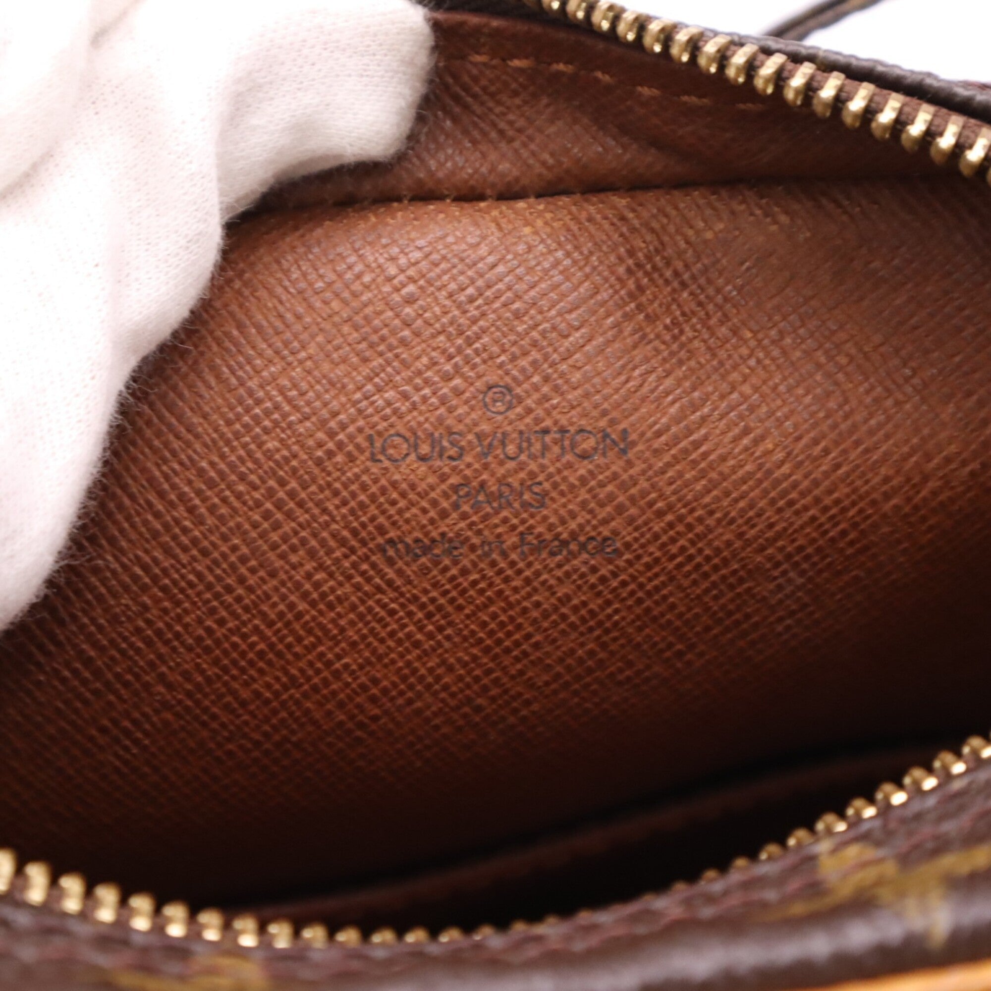 Louis Vuitton Beige Brown Coated Canvas Leather Shoulder Bag (Pre-Owned)