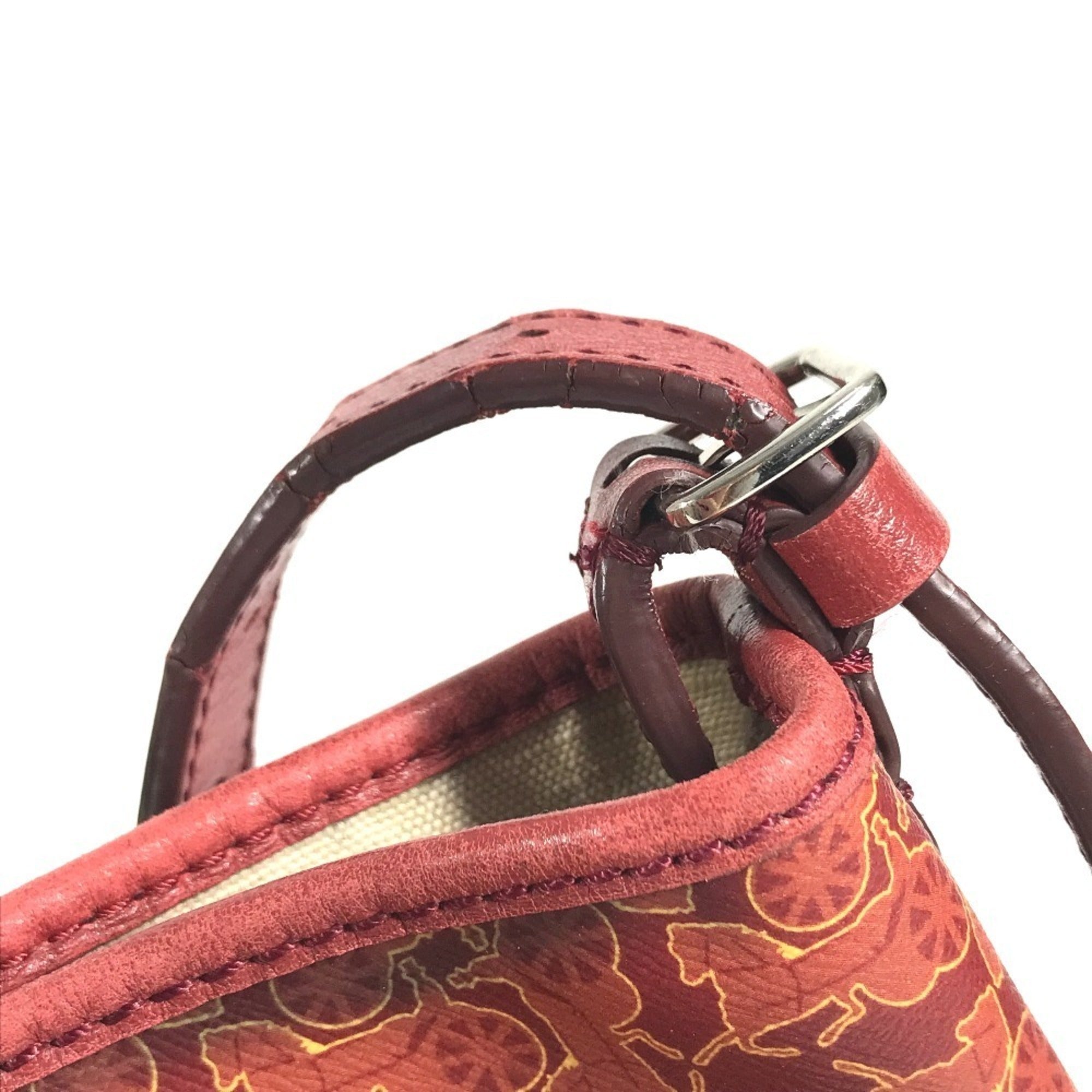 Celine Red Color Leather Coated Canvas Shoulder Bag Tote Bag (Pre-Owned)