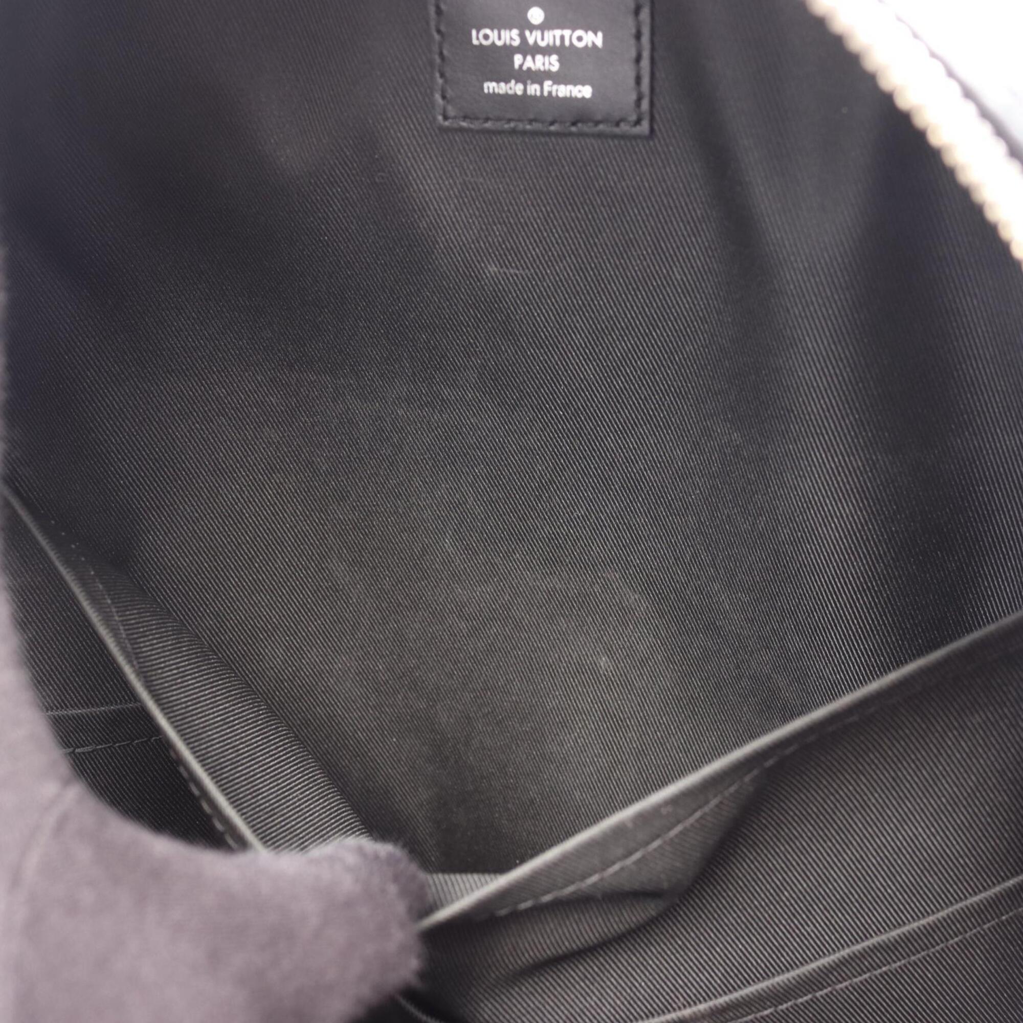 Louis Vuitton Black Brown Coated Canvas Leather Backpack Handbag (Pre-Owned)