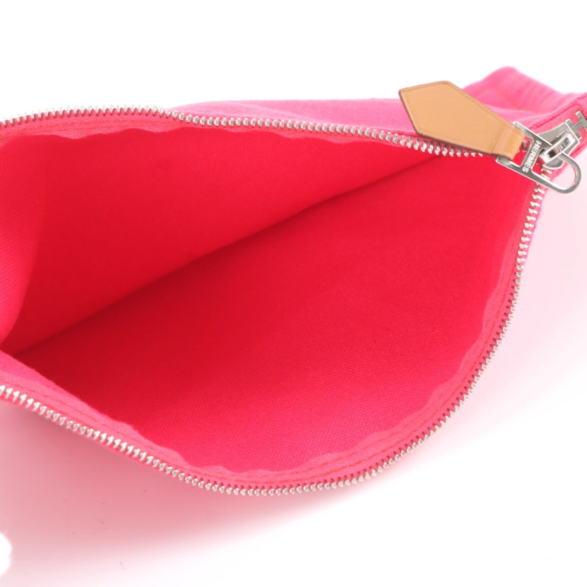 Hermes Pink Leather Canvas Handbag Pouch Shoulder Bag Tote Bag (Pre-Owned)