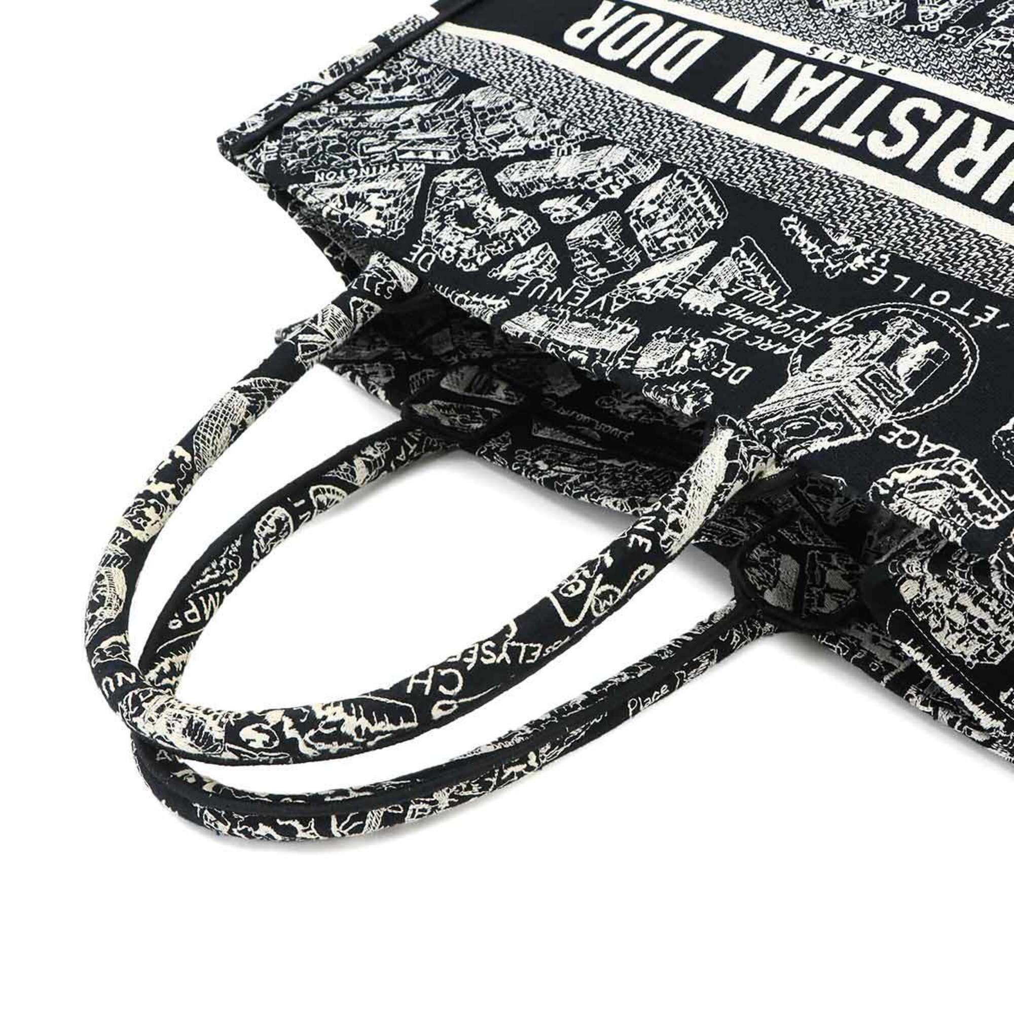 Christian Dior Black White Canvas Handbag Tote Bag (Pre-Owned)