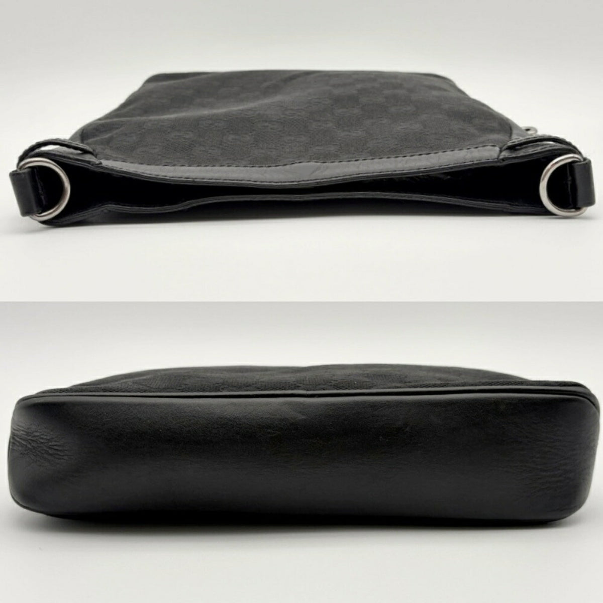 Gucci Black Gg Canvas Leather Shoulder Bag (Pre-Owned)