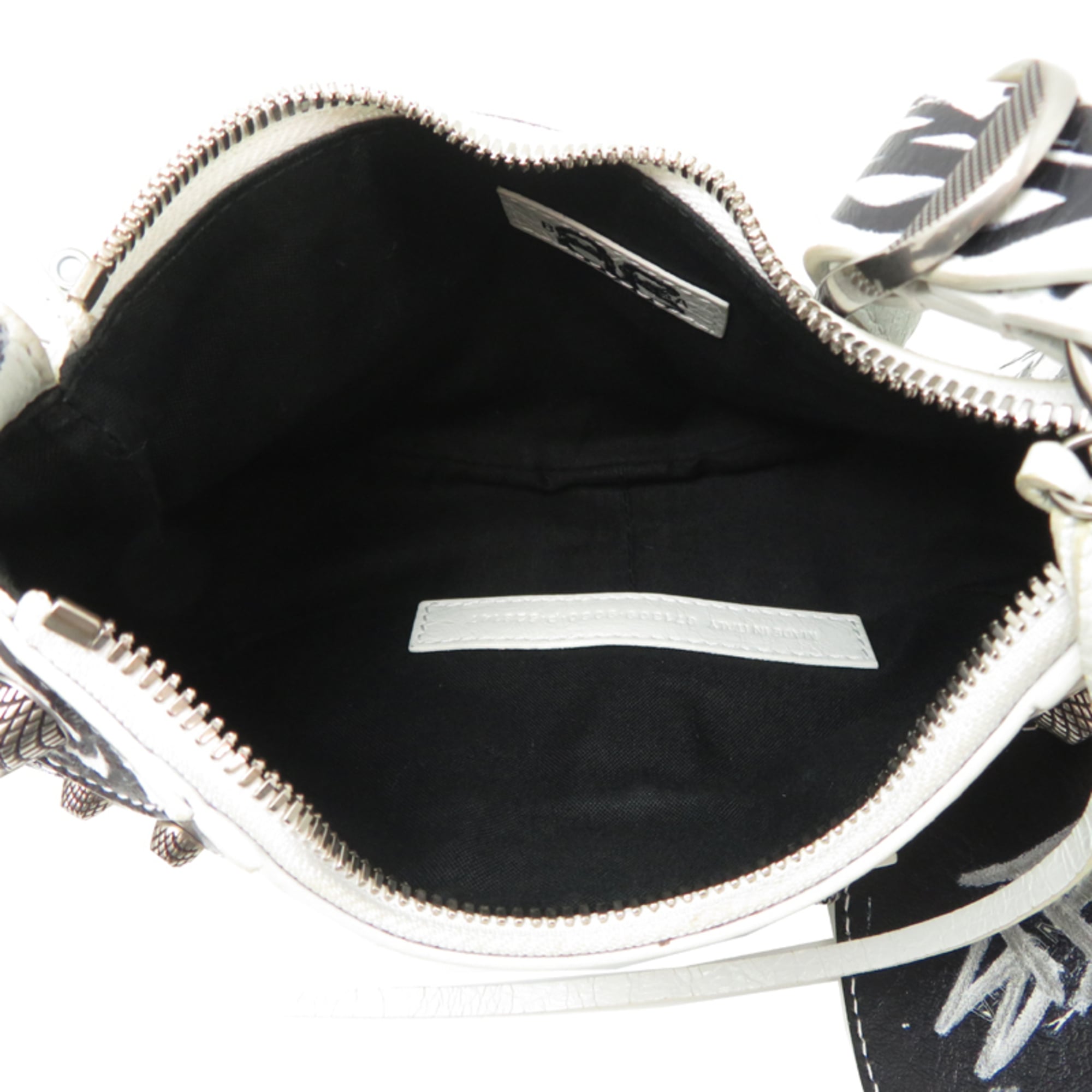 Balenciaga Black White Leather Shoulder Bag (Pre-Owned)