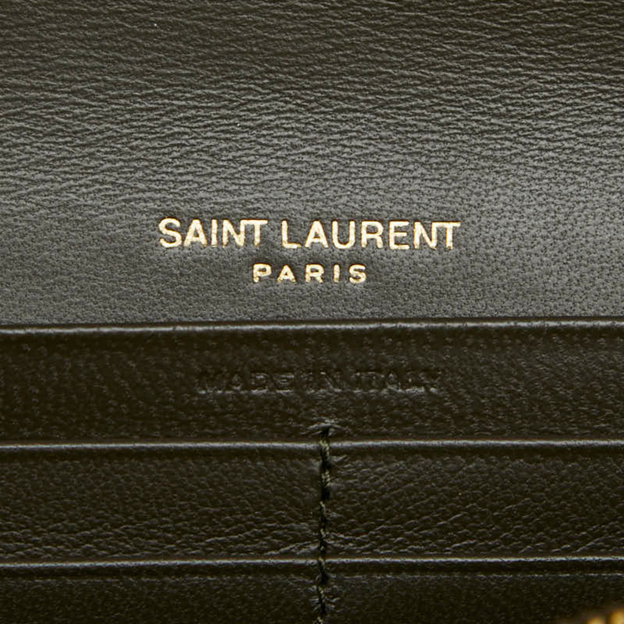 Saint Laurent Khaki Leather Long Wallet (Bi-Fold) (Pre-Owned)