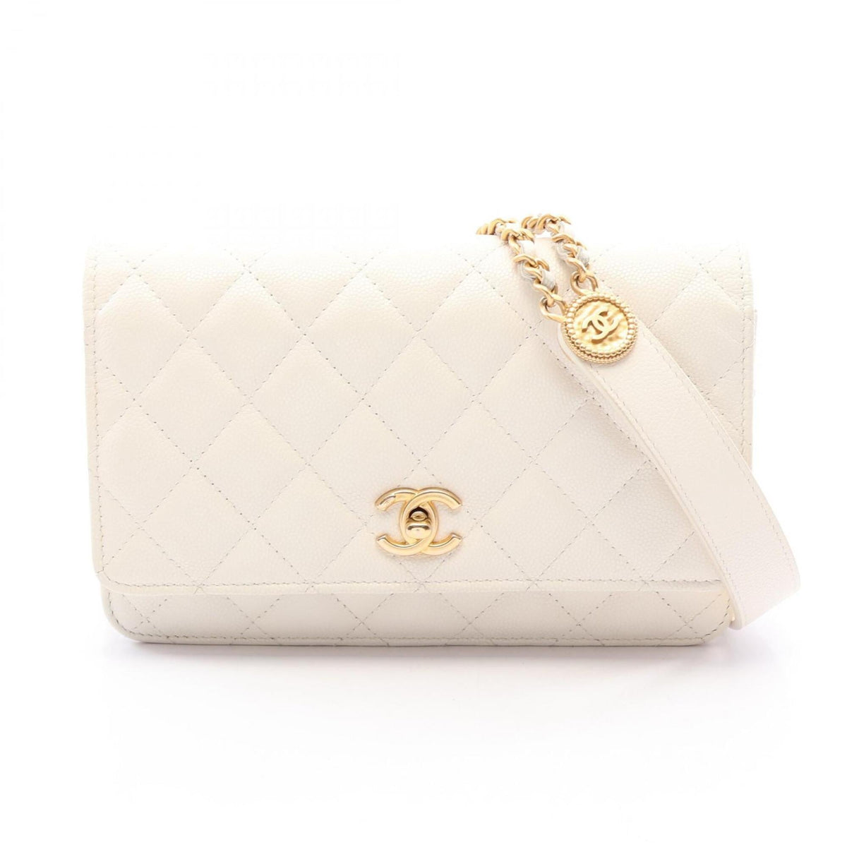 Chanel White Grained Calfskin Handbag Shoulder Bag (Pre-Owned)