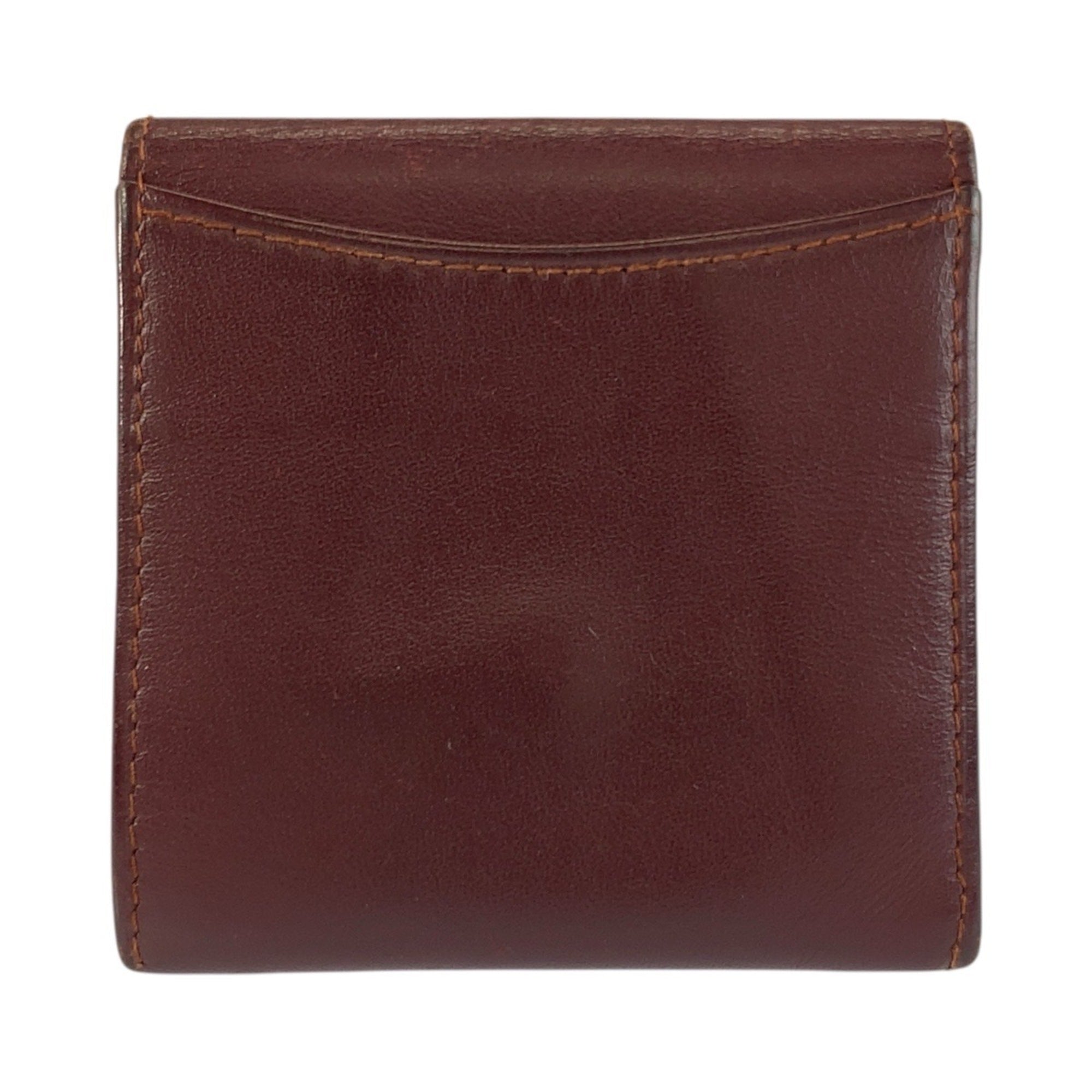 Cartier Bordeaux Leather Coin Purse/Coin Case (Pre-Owned)