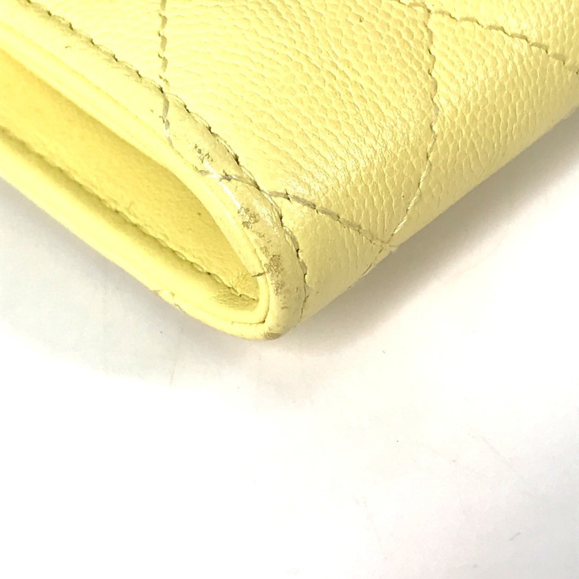 Chanel Yellow Grained Calfskin Long Wallet (Bi-Fold) (Pre-Owned)