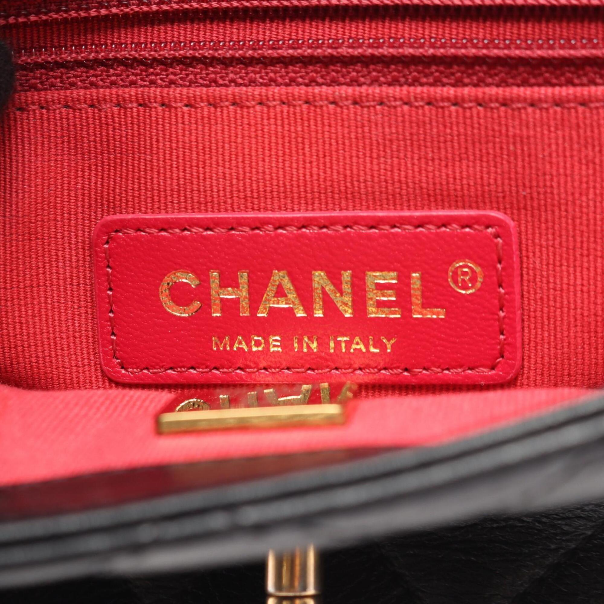 Chanel Black Leather Handbag Shoulder Bag (Pre-Owned)