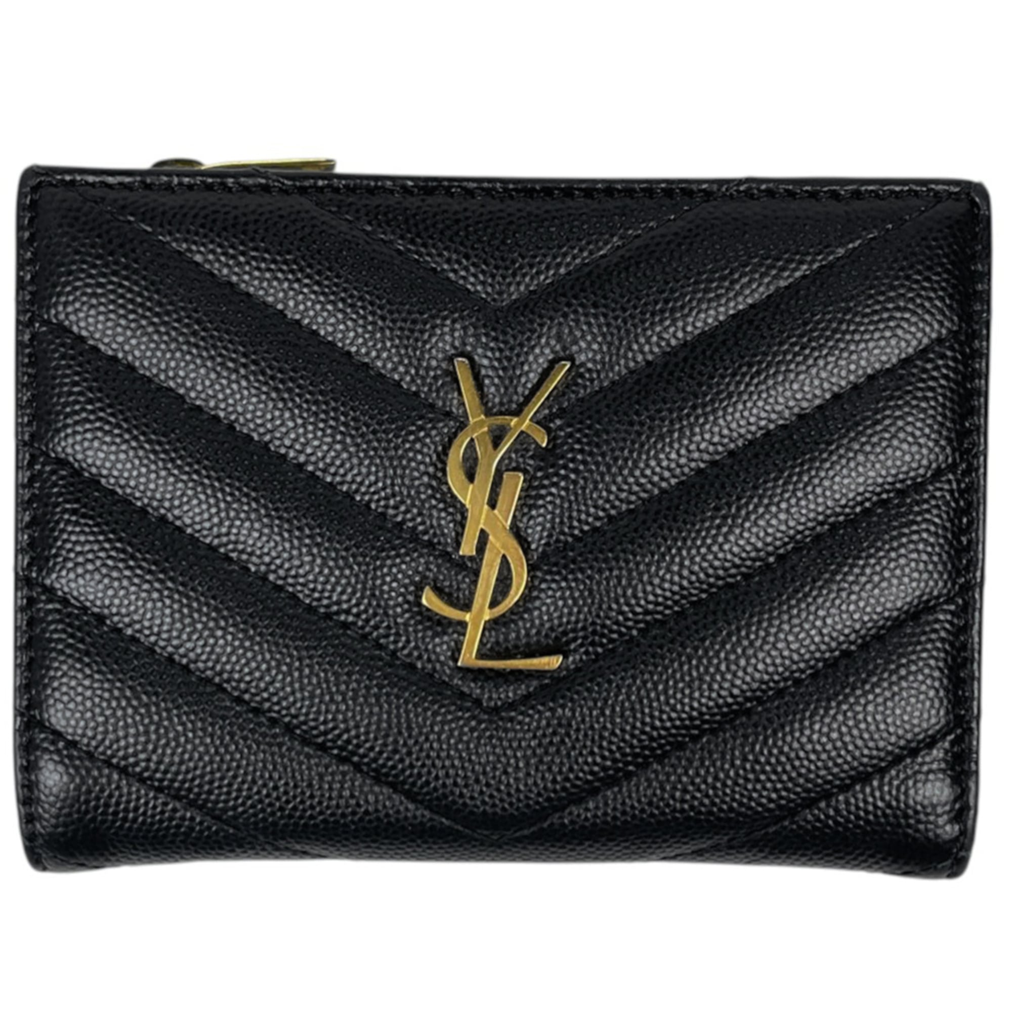 Yves Saint Laurent Black Leather Wallet (Bi-Fold) (Pre-Owned)