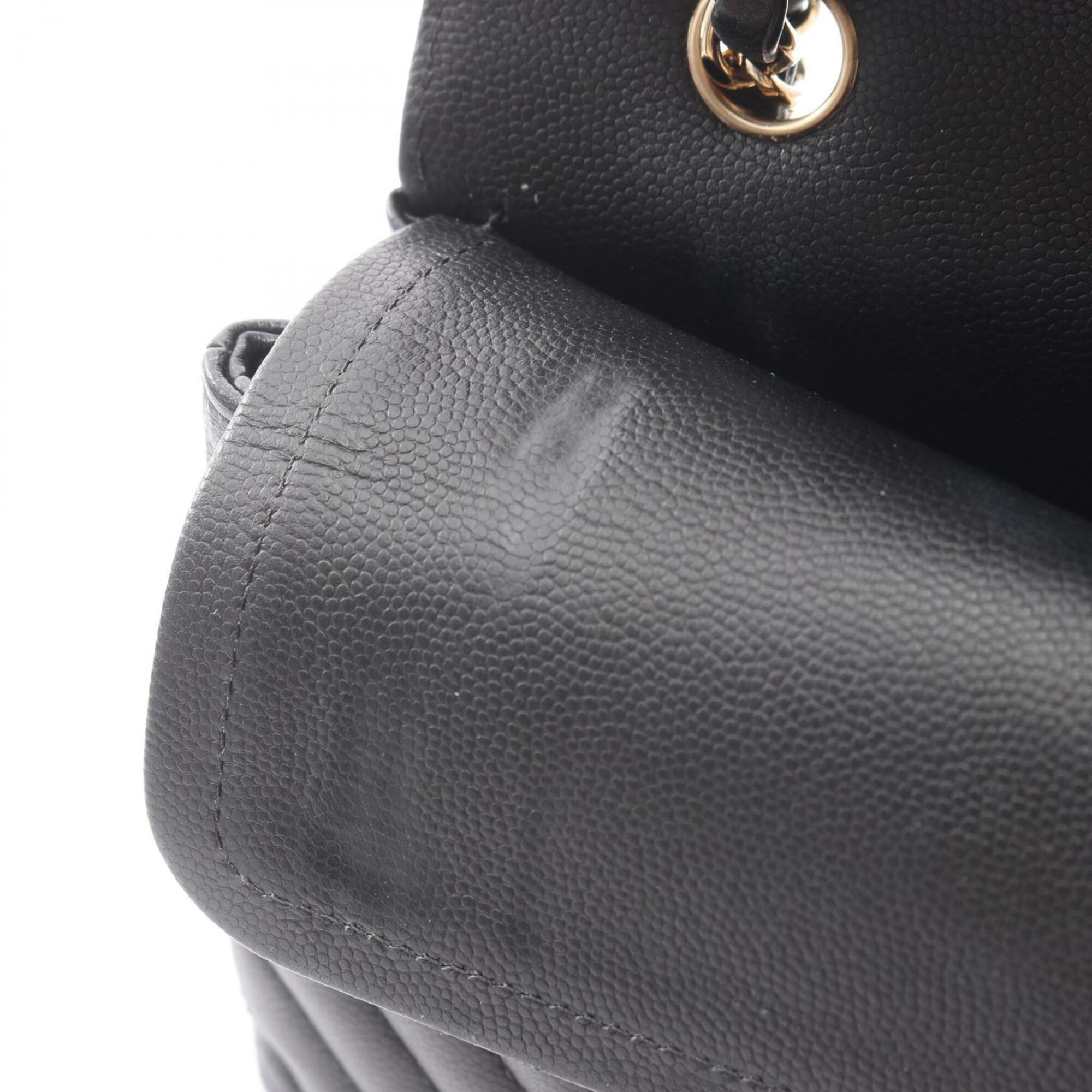 Chanel Black Grained Calfskin Handbag Shoulder Bag (Pre-Owned)