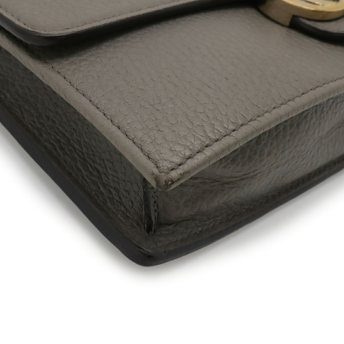 Gucci Gray Leather Chain/Shoulder Wallet (Pre-Owned)