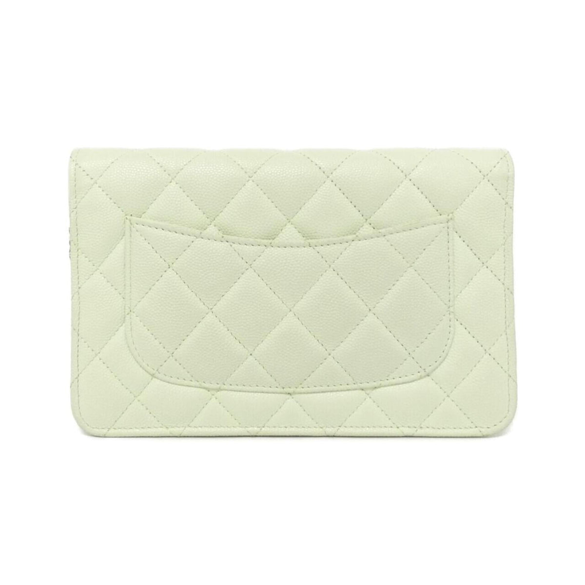 Chanel Light Green Grained Calfskin Chain/Shoulder Wallet (Pre-Owned)