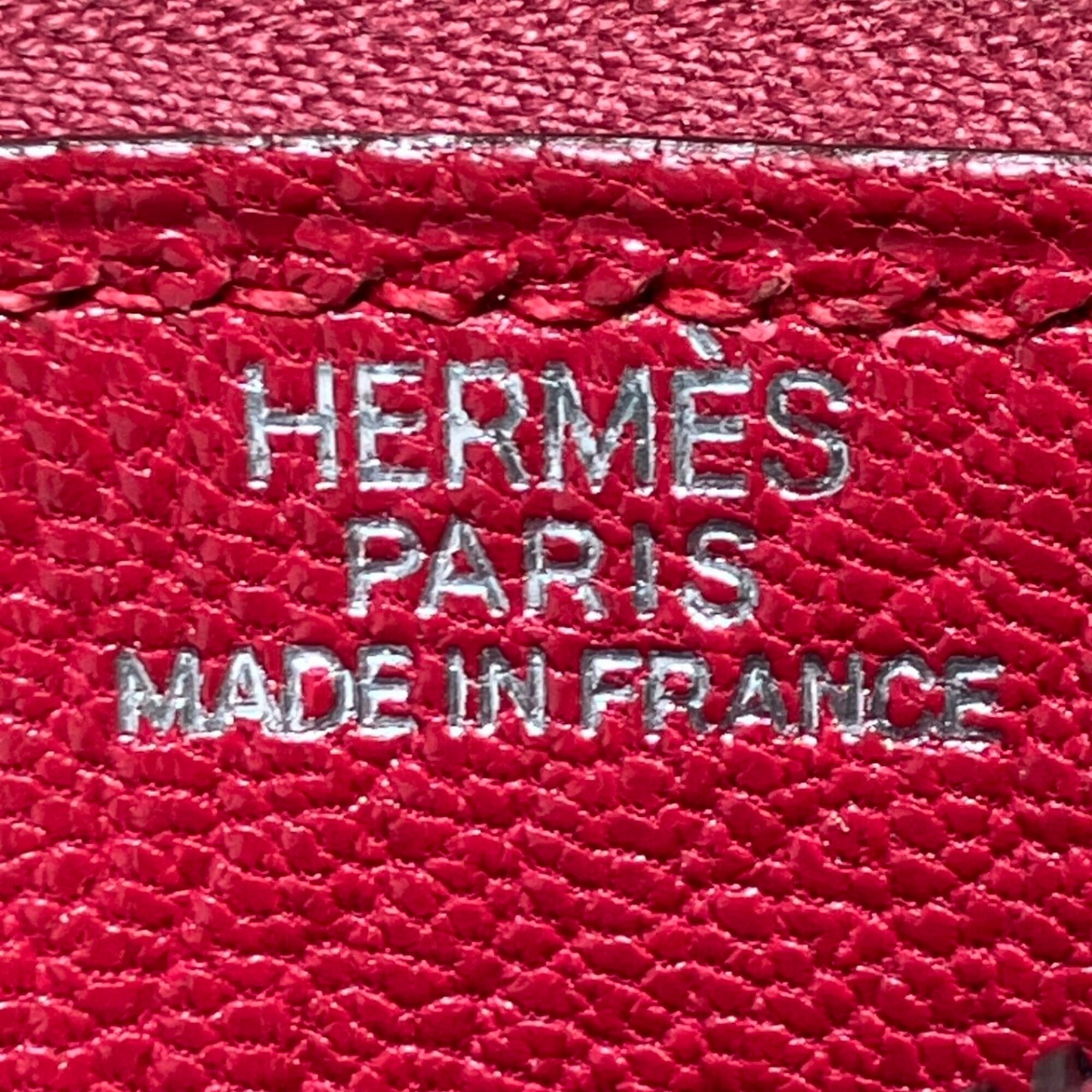 Hermes Red Color Chevre Myzore Leather Coin Purse/Coin Case (Pre-Owned)