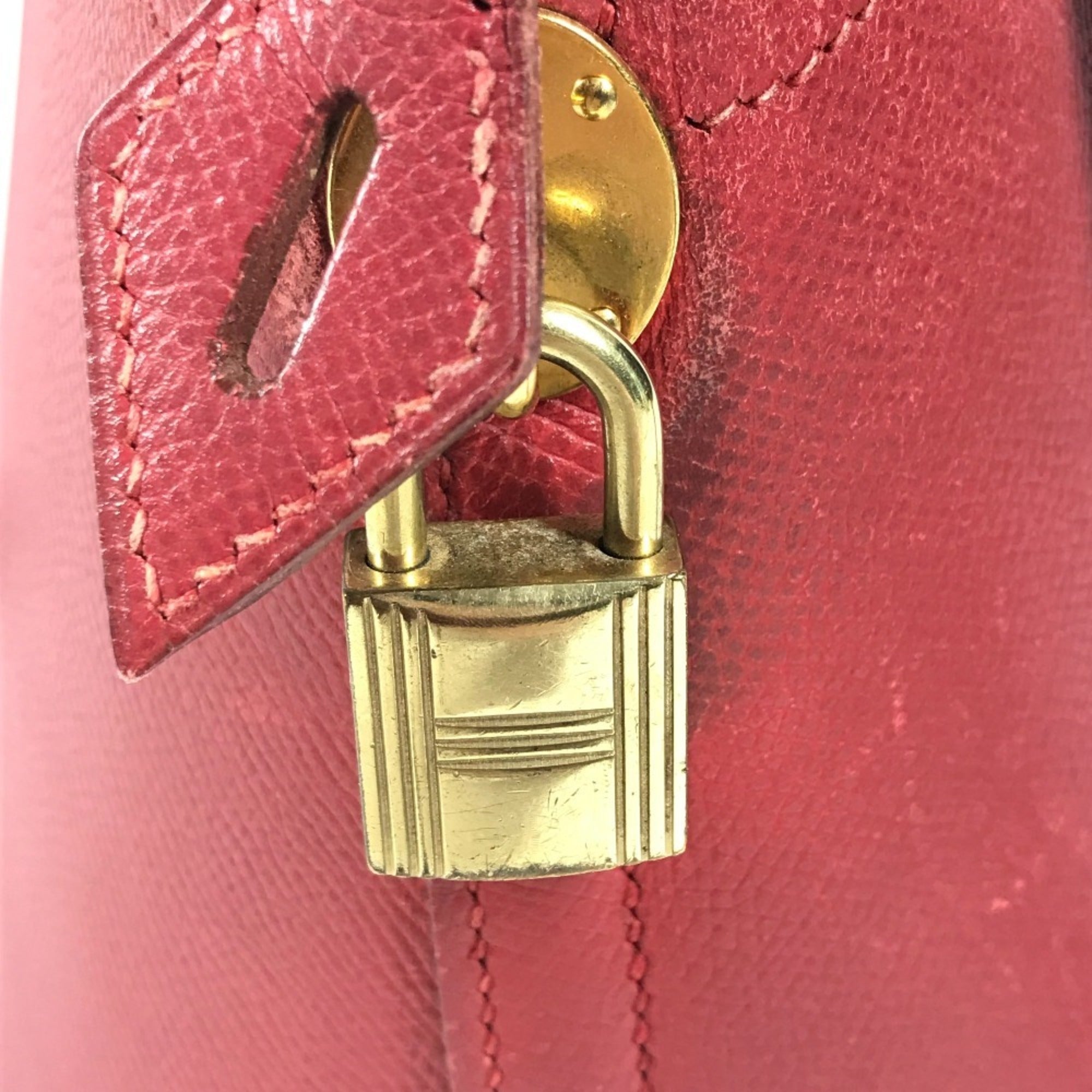 Hermes Red Color Courchevel Leather Handbag Shoulder Bag (Pre-Owned)