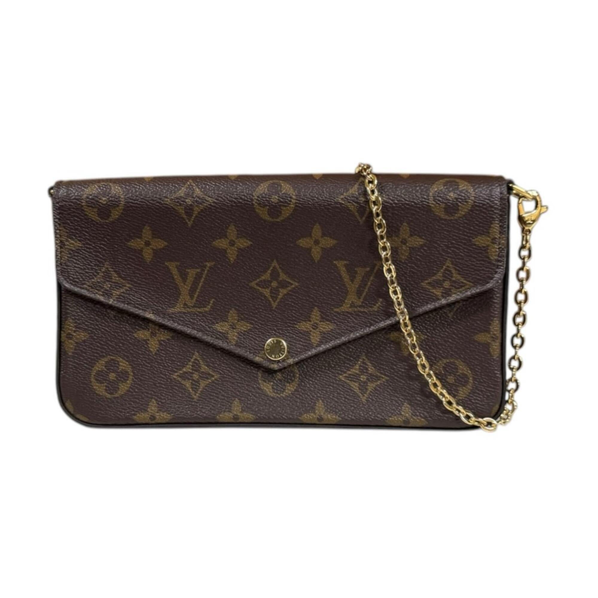 Louis Vuitton Brown Fuchsia Monogram Canvas Pochette Shoulder Bag (Pre-Owned)