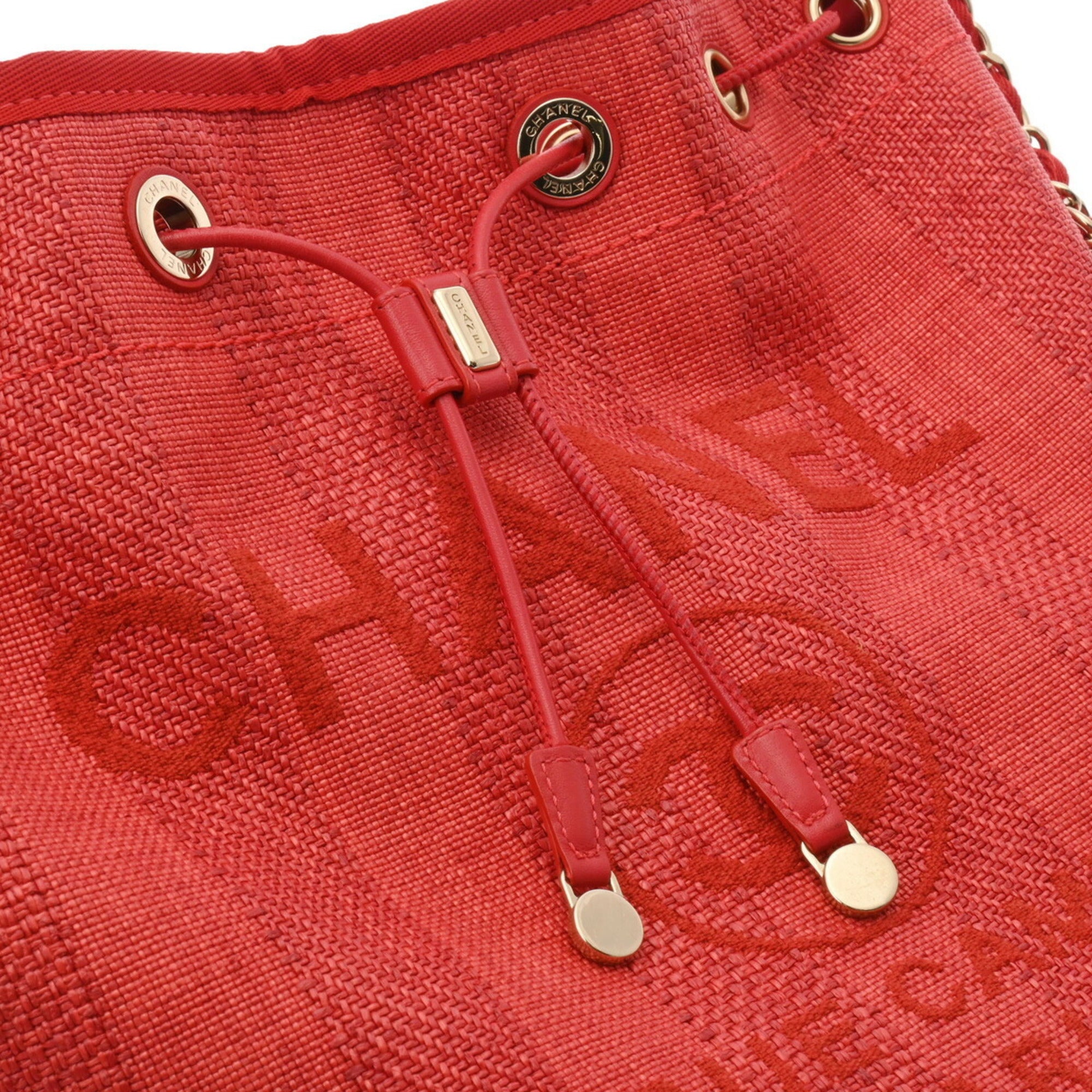 Chanel Red Color Straw Shoulder Bag (Pre-Owned)