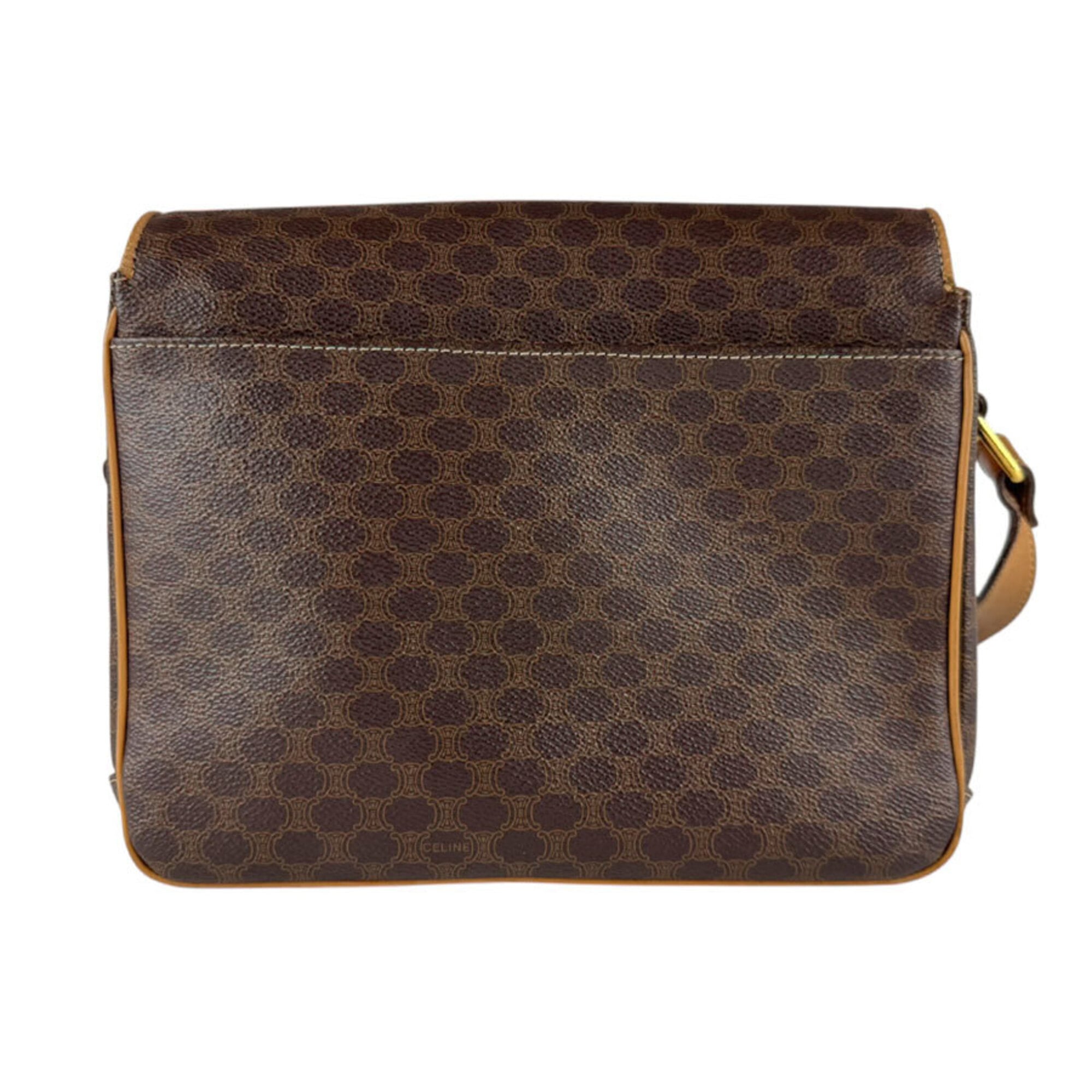 Celine Brown Coated Canvas Shoulder Bag (Pre-Owned)