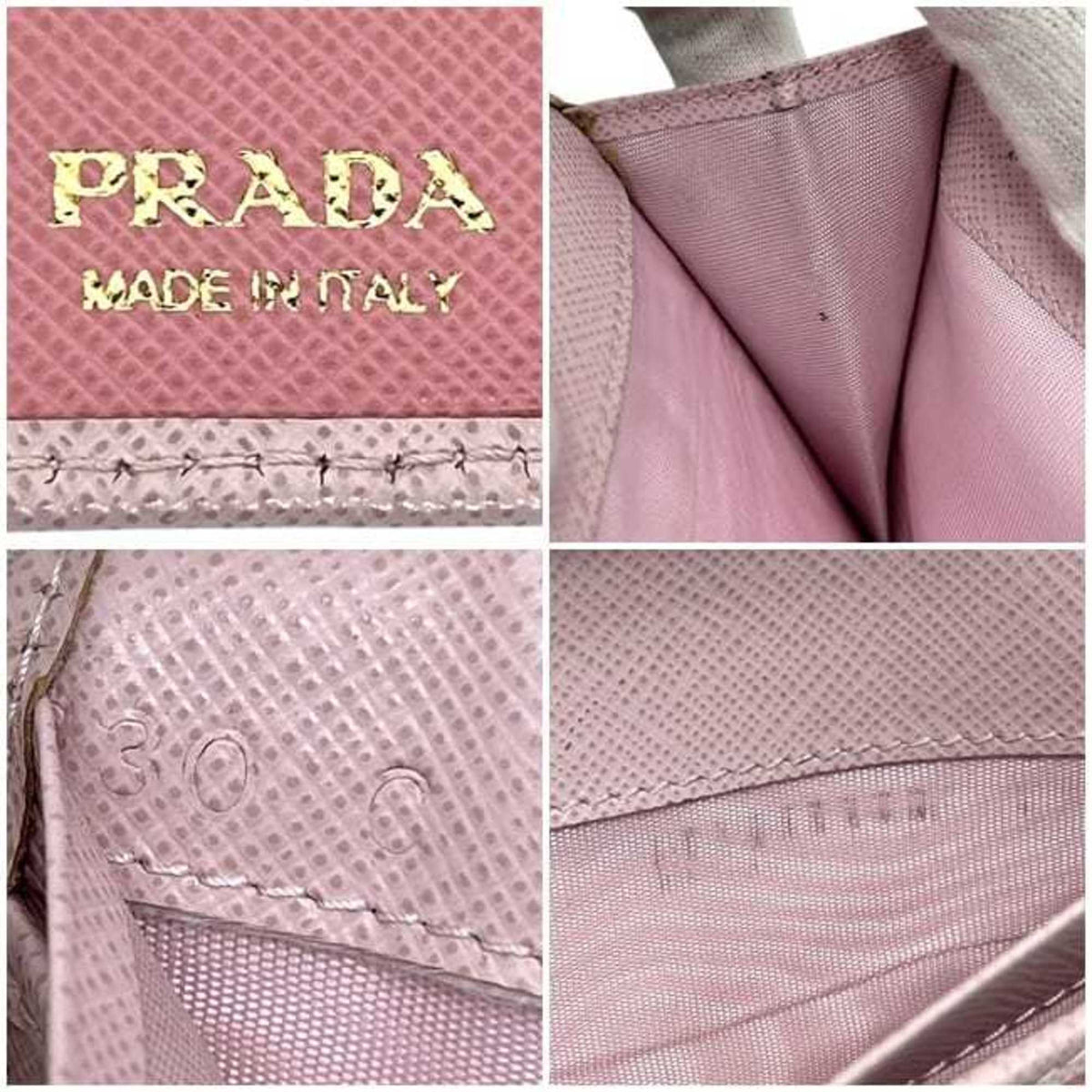 Prada Pink Leather Saffiano Triangle Long Wallet (Bi-Fold) (Pre-Owned)