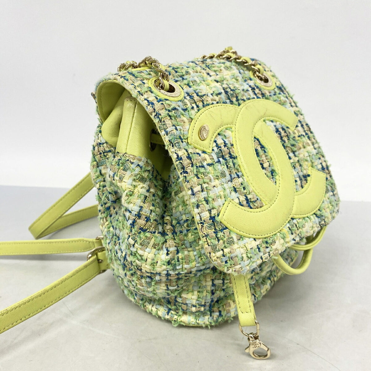 Chanel Green Tweed Backpack (Pre-Owned)