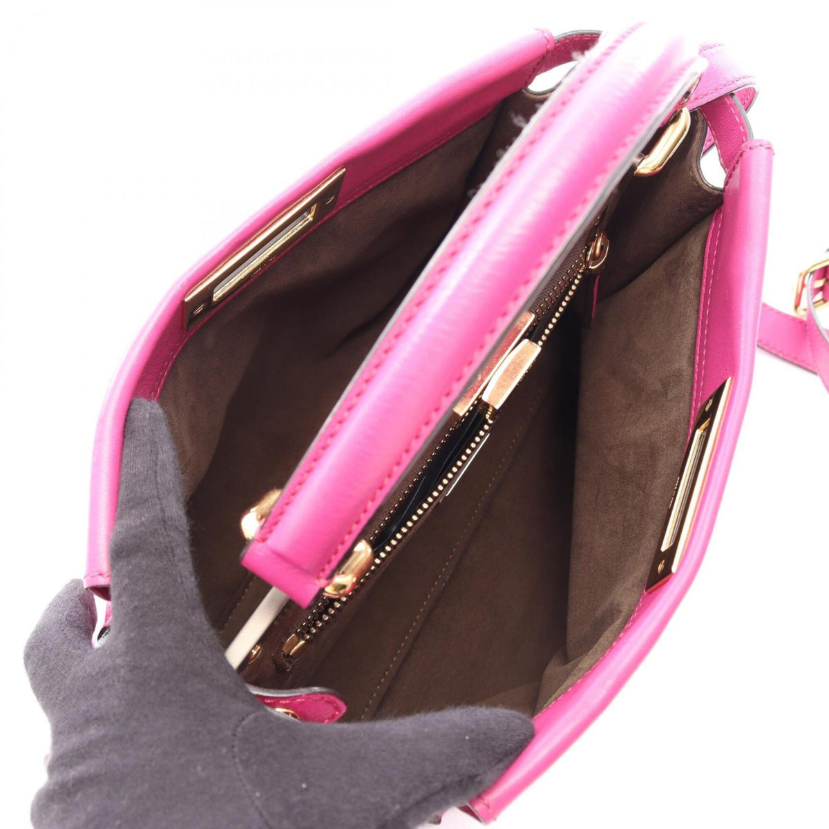 Fendi Peekaboo Pink Leather Handbag (Pre-Owned)