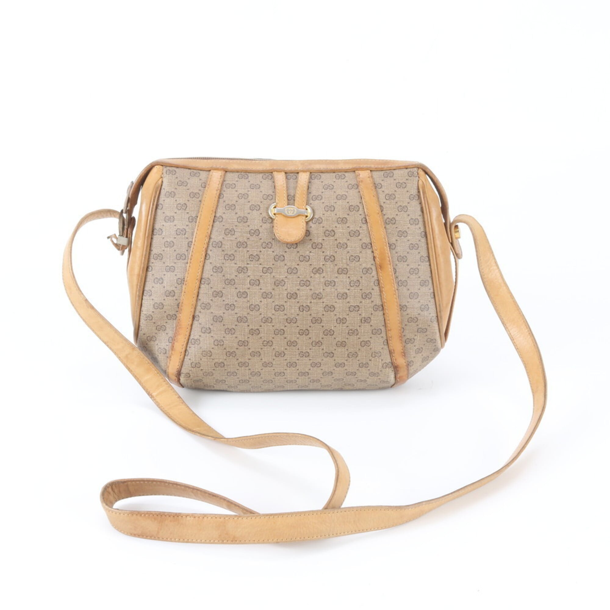 Gucci Microguccissima Beige Brown Leather Coated Canvas Shoulder Bag (Pre-Owned)