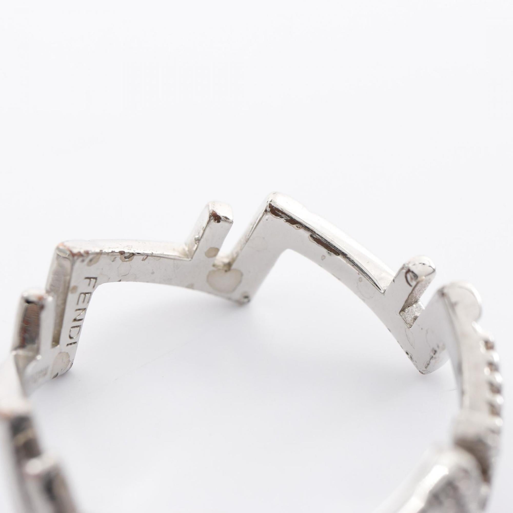 Fendi Silver Clear Stainless Steel Band Ring (Pre-Owned)