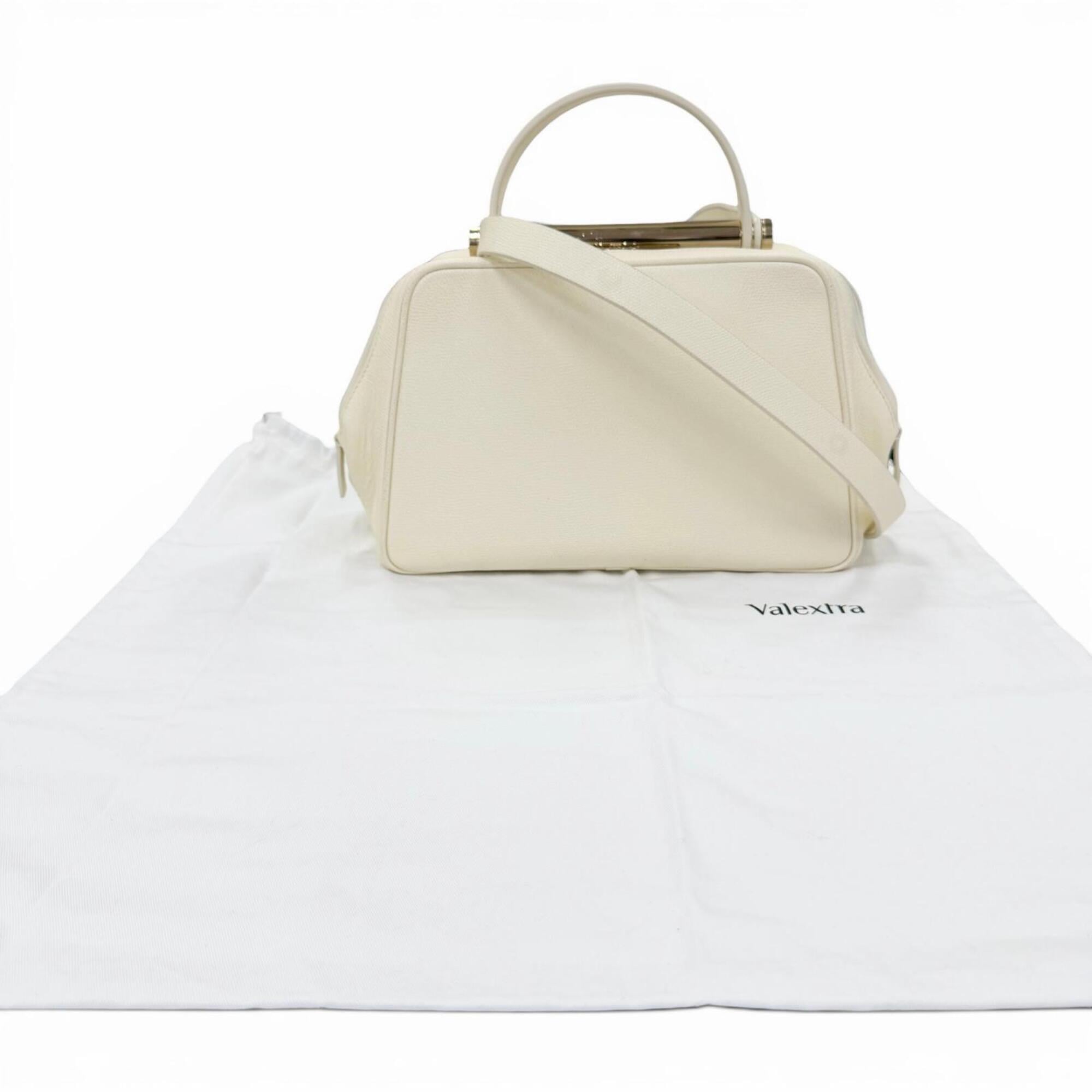 Valextra Ivory Leather Handbag Shoulder Bag (Pre-Owned)