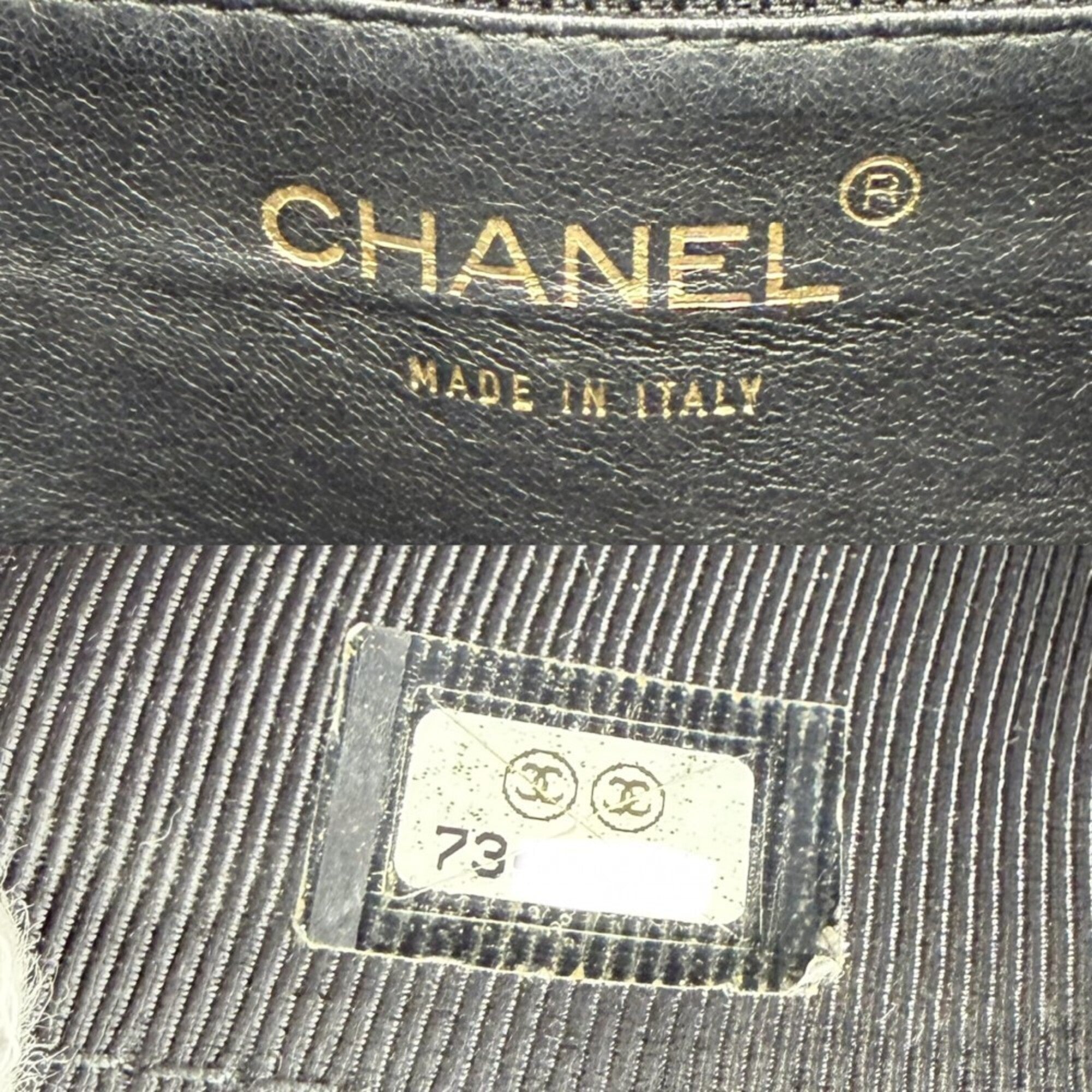 Chanel Matelasse Black Leather Handbag Tote Bag (Pre-Owned)