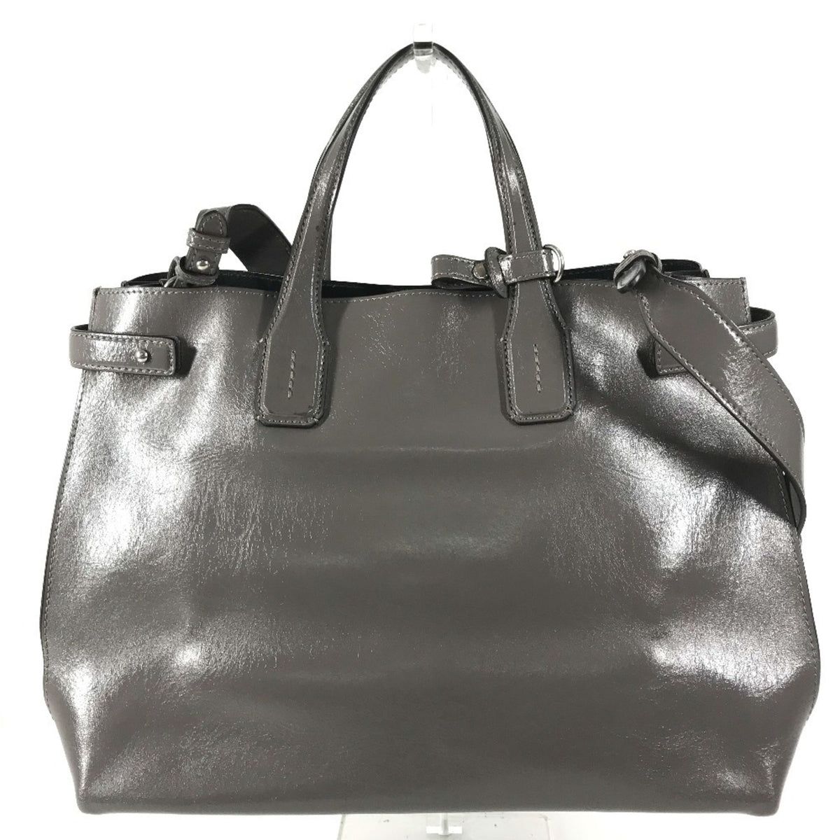 Burberry Gray Leather Handbag Shoulder Bag Tote Bag (Pre-Owned)