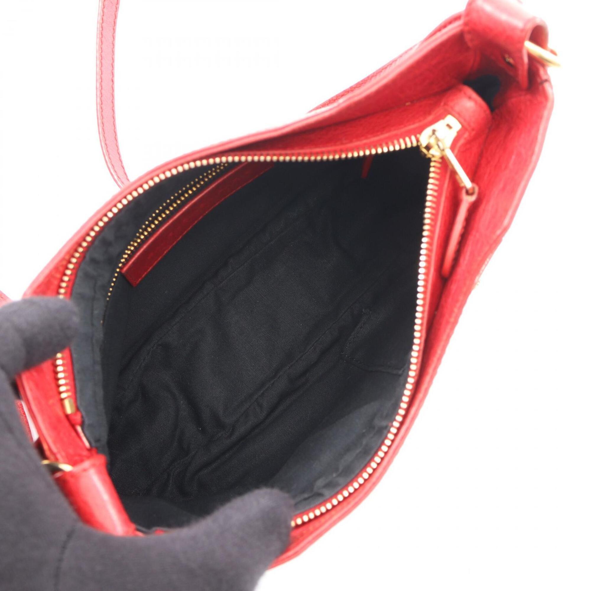 Balenciaga Red Color Canvas Leather Handbag Shoulder Bag (Pre-Owned)