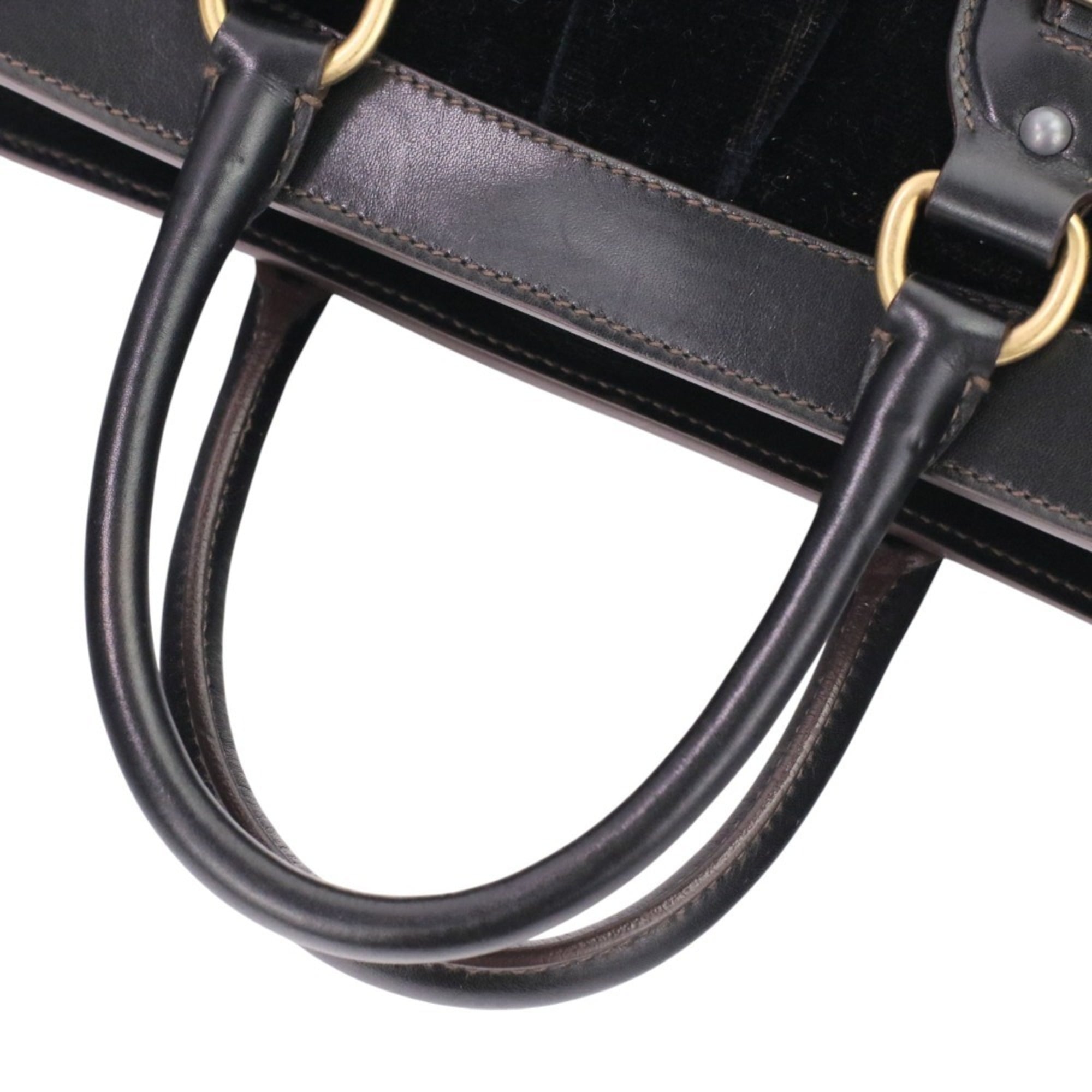 Prada Dark Brown Velvet Leather Handbag Shoulder Bag (Pre-Owned)
