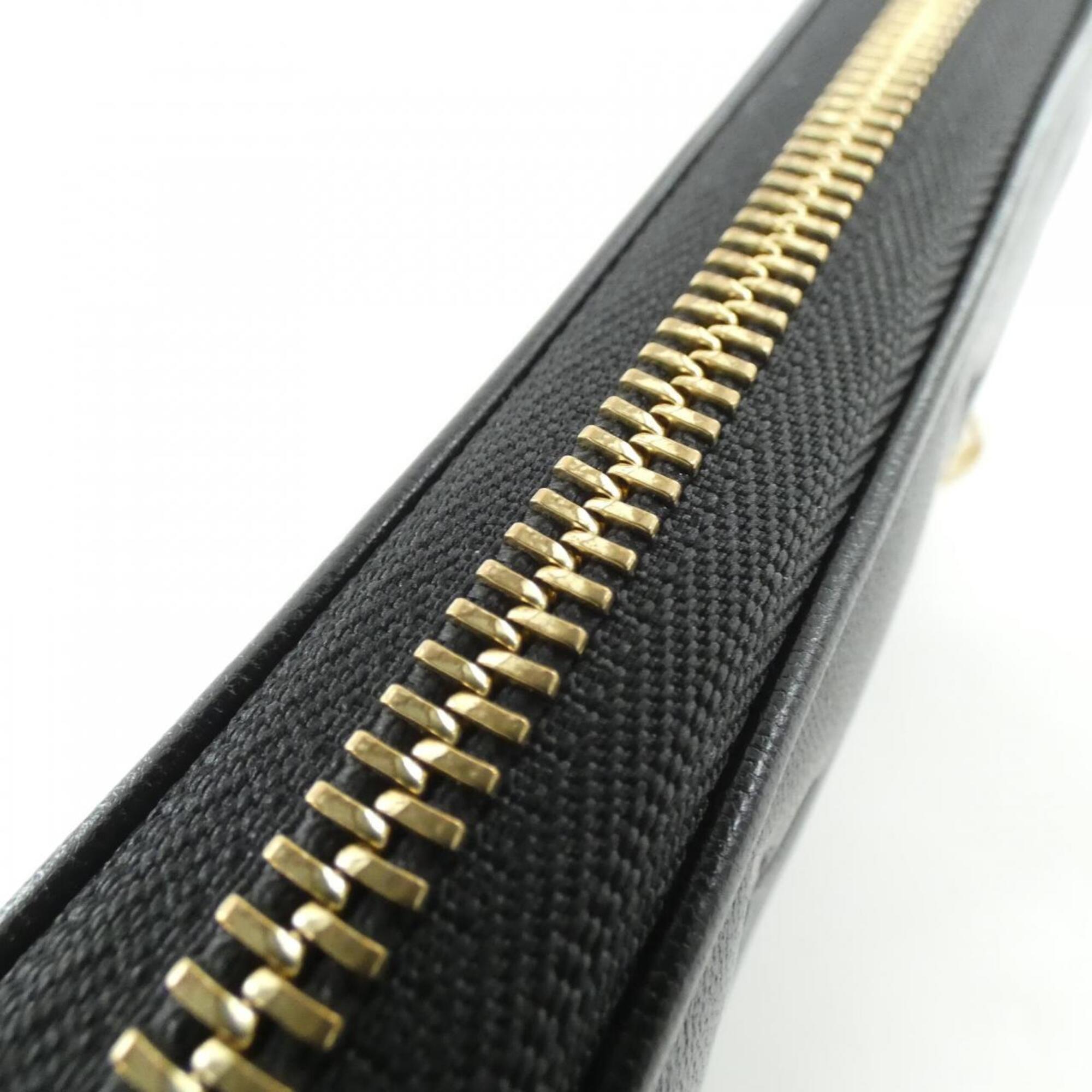 Louis Vuitton Black Leather Long Wallet (Bi-Fold) (Pre-Owned)