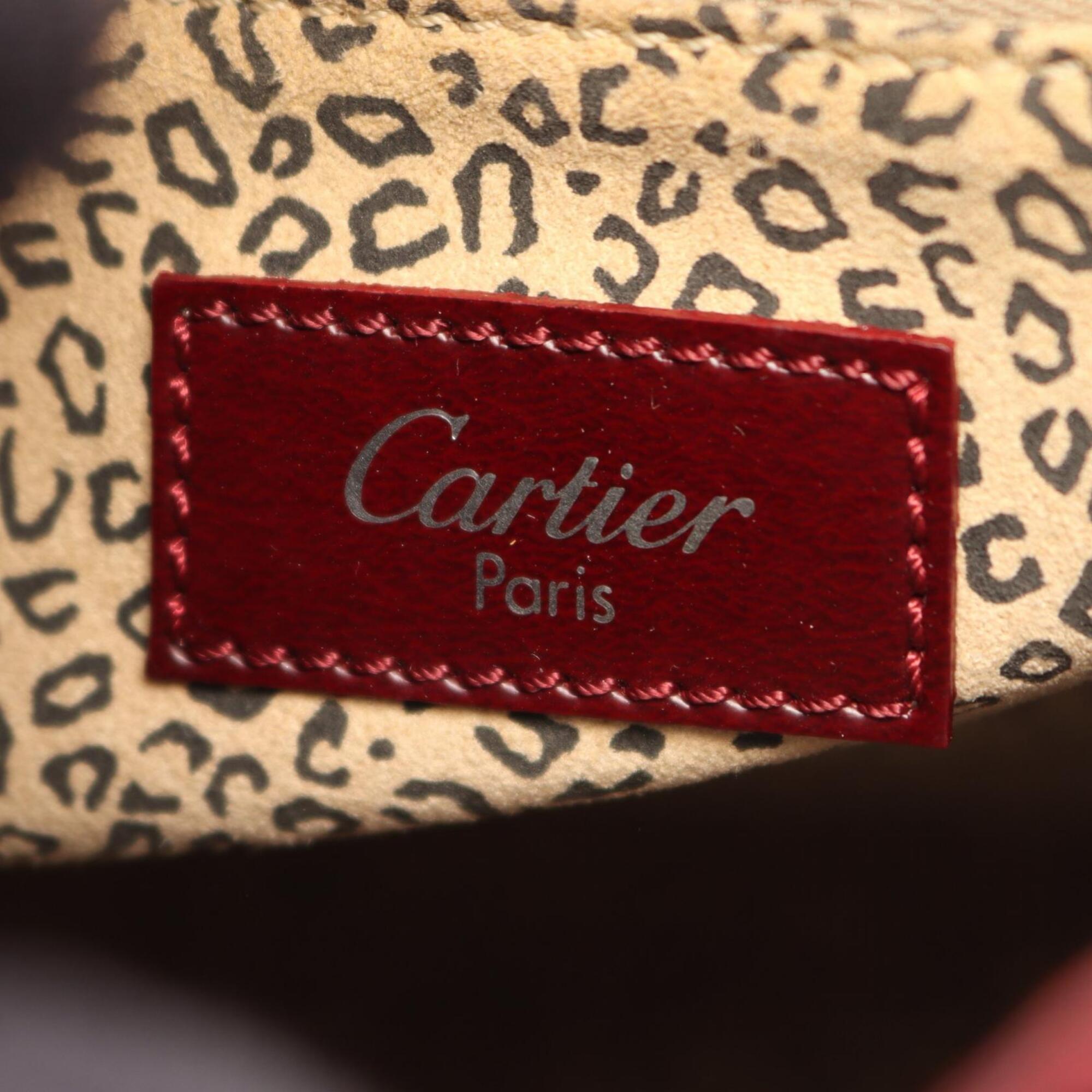 Cartier Bordeaux Leather Handbag Shoulder Bag (Pre-Owned)