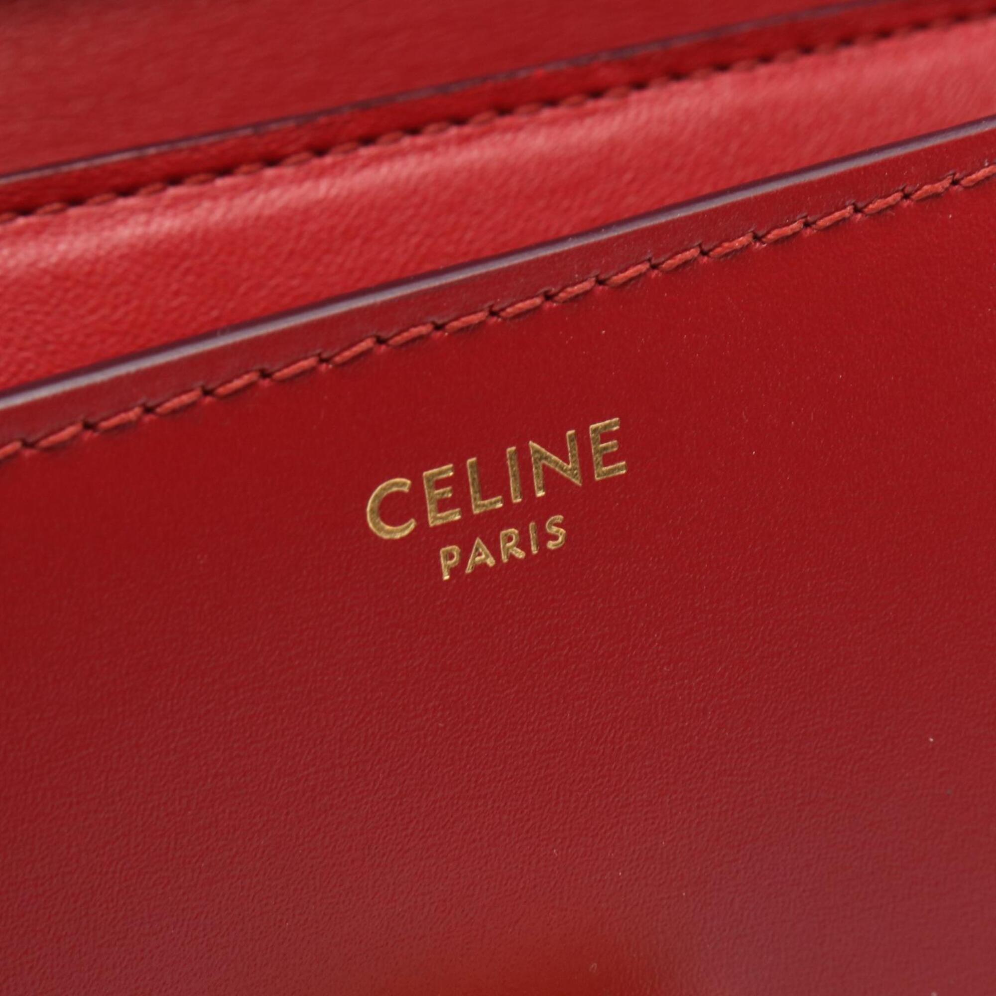 Celine Red Color Leather Handbag Shoulder Bag (Pre-Owned)