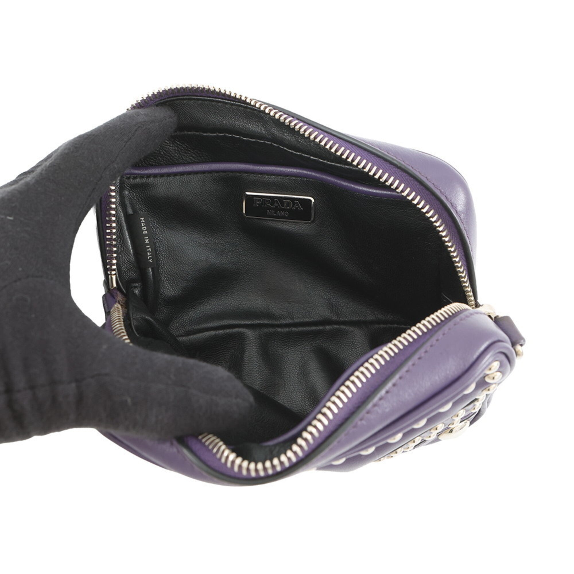 Prada Purple Leather Handbag Shoulder Bag (Pre-Owned)