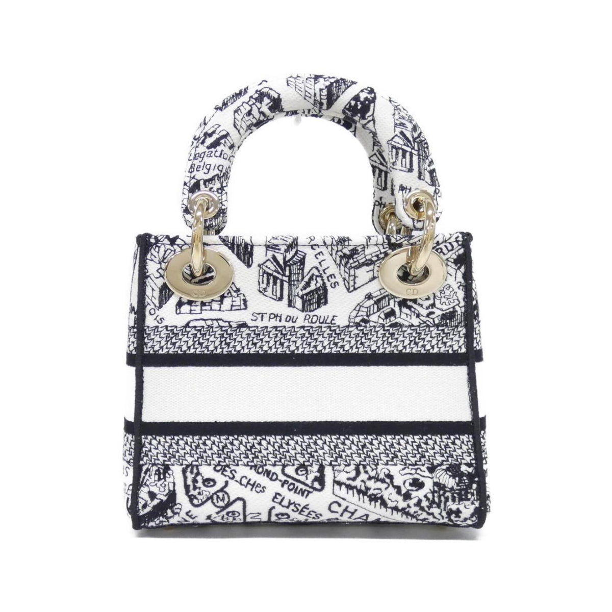 Christian Dior Black White Canvas Handbag (Pre-Owned)