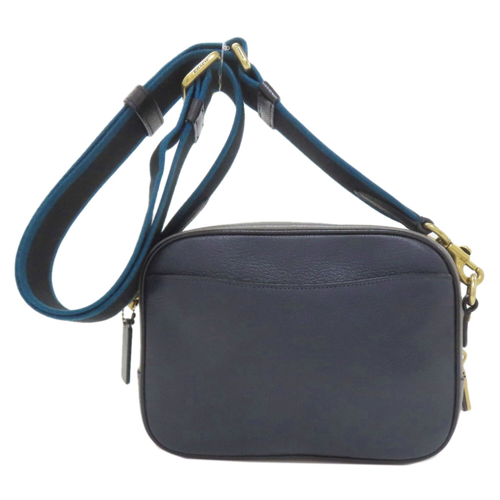 Coach Gray Navy Leather Shoulder Bag (Pre-Owned)