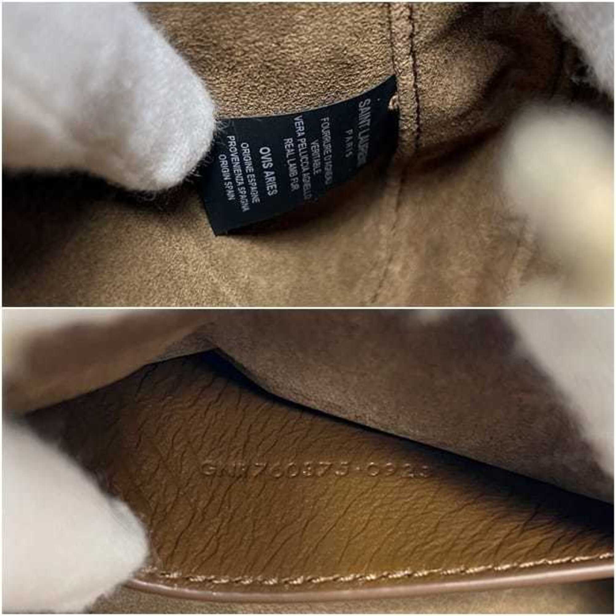 Saint Laurent Beige Brown Leather Handbag (Pre-Owned)