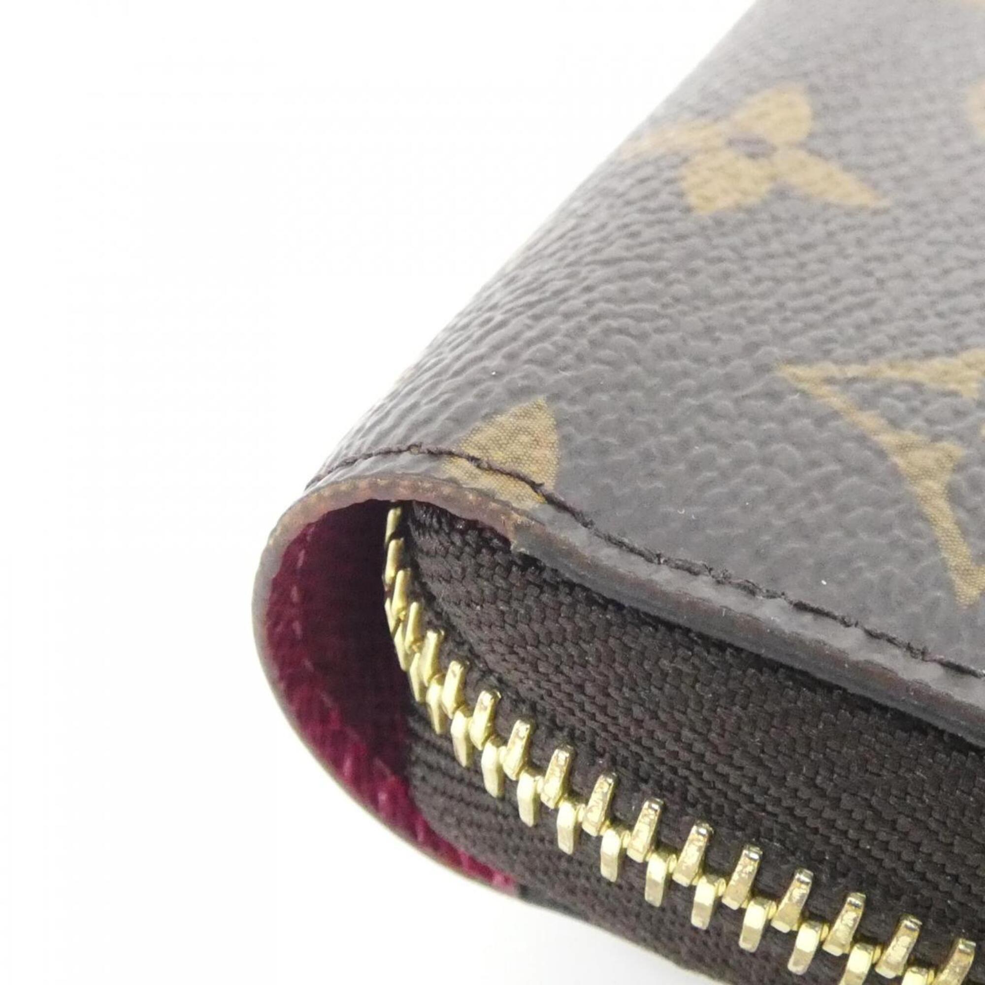 Louis Vuitton Monogram Fuchsia Marron Coated Canvas Long Wallet (Bi-Fold) (Pre-Owned)