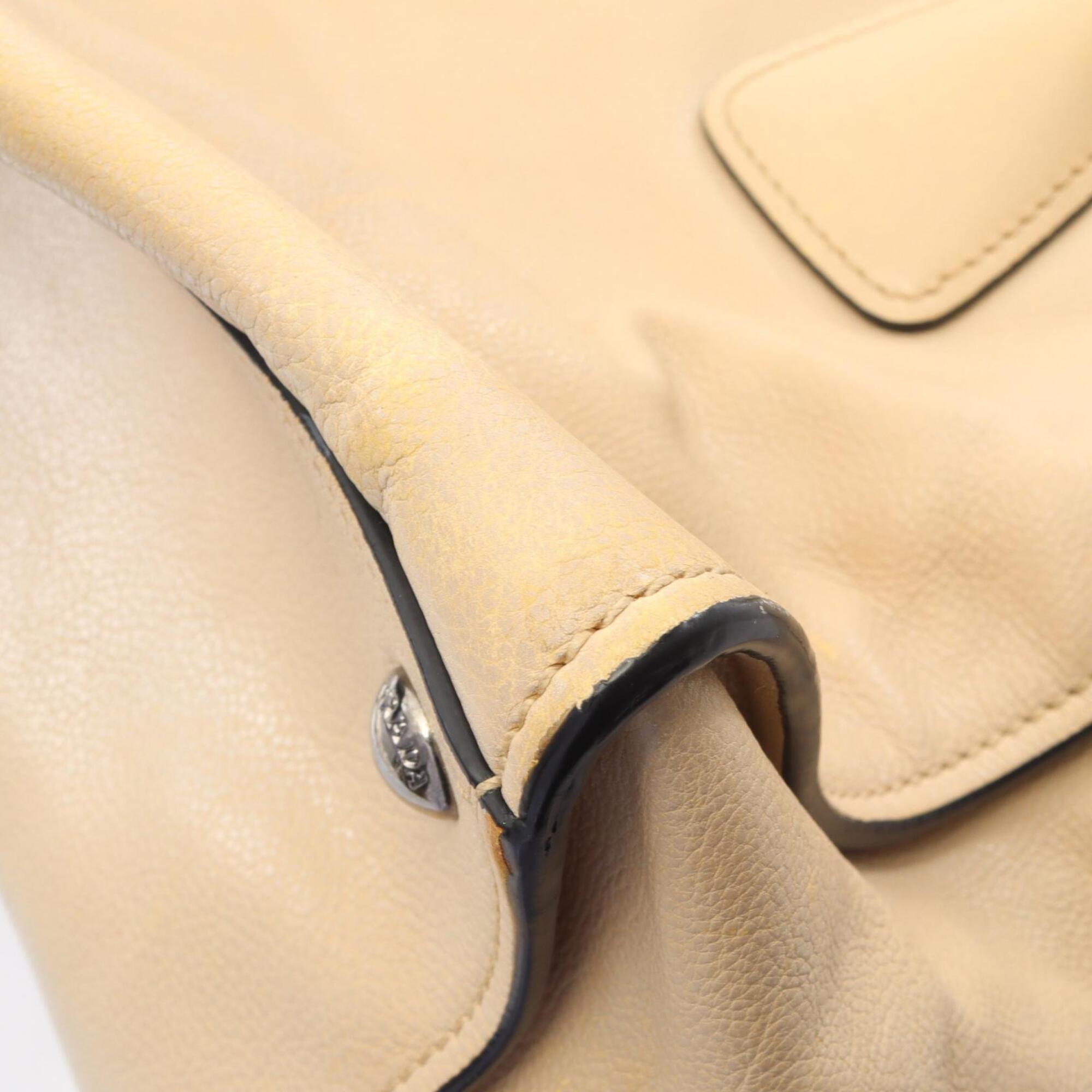 Prada Beige Leather Handbag Tote Bag (Pre-Owned)