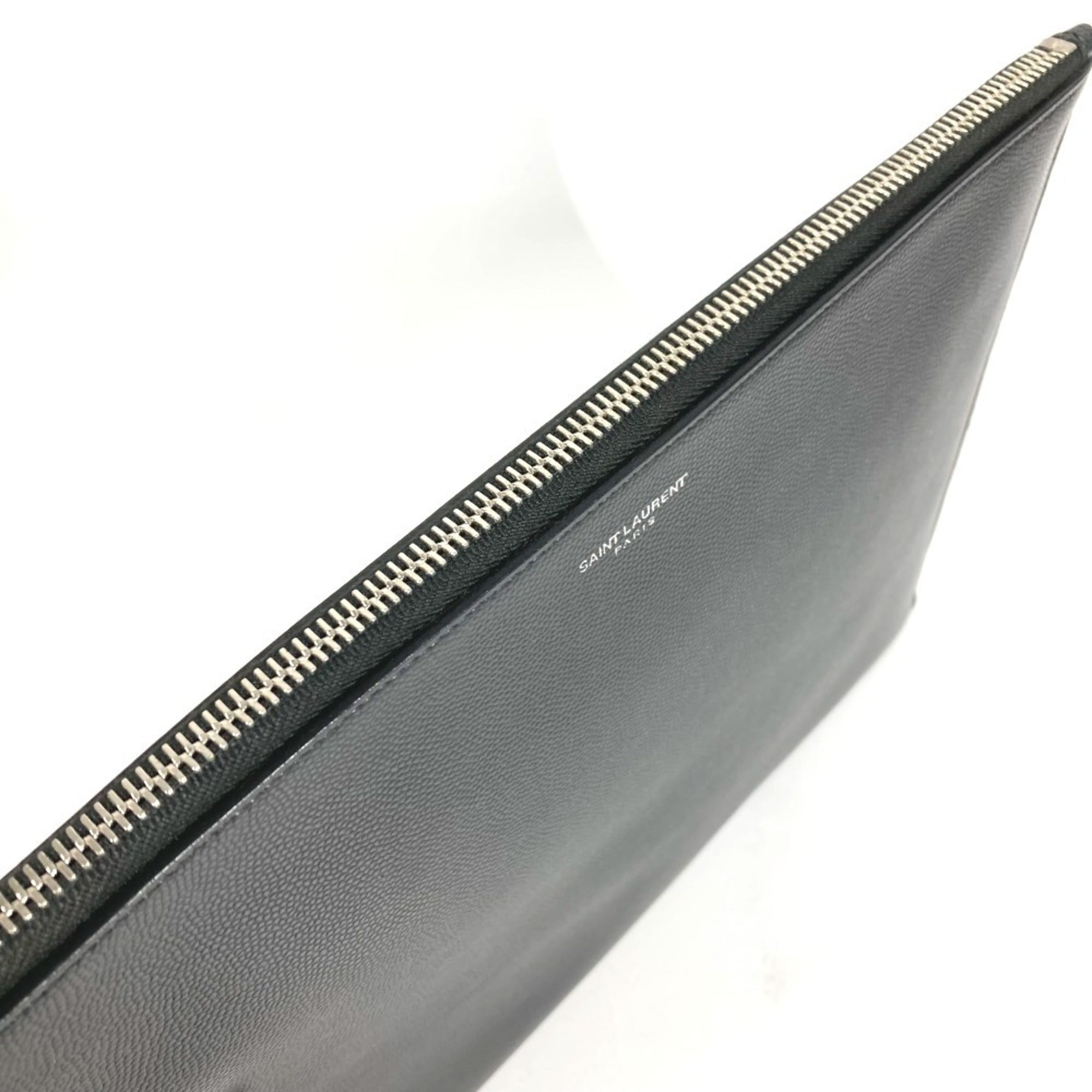 Saint Laurent Black Leather Clutch Bag Pouch (Pre-Owned)