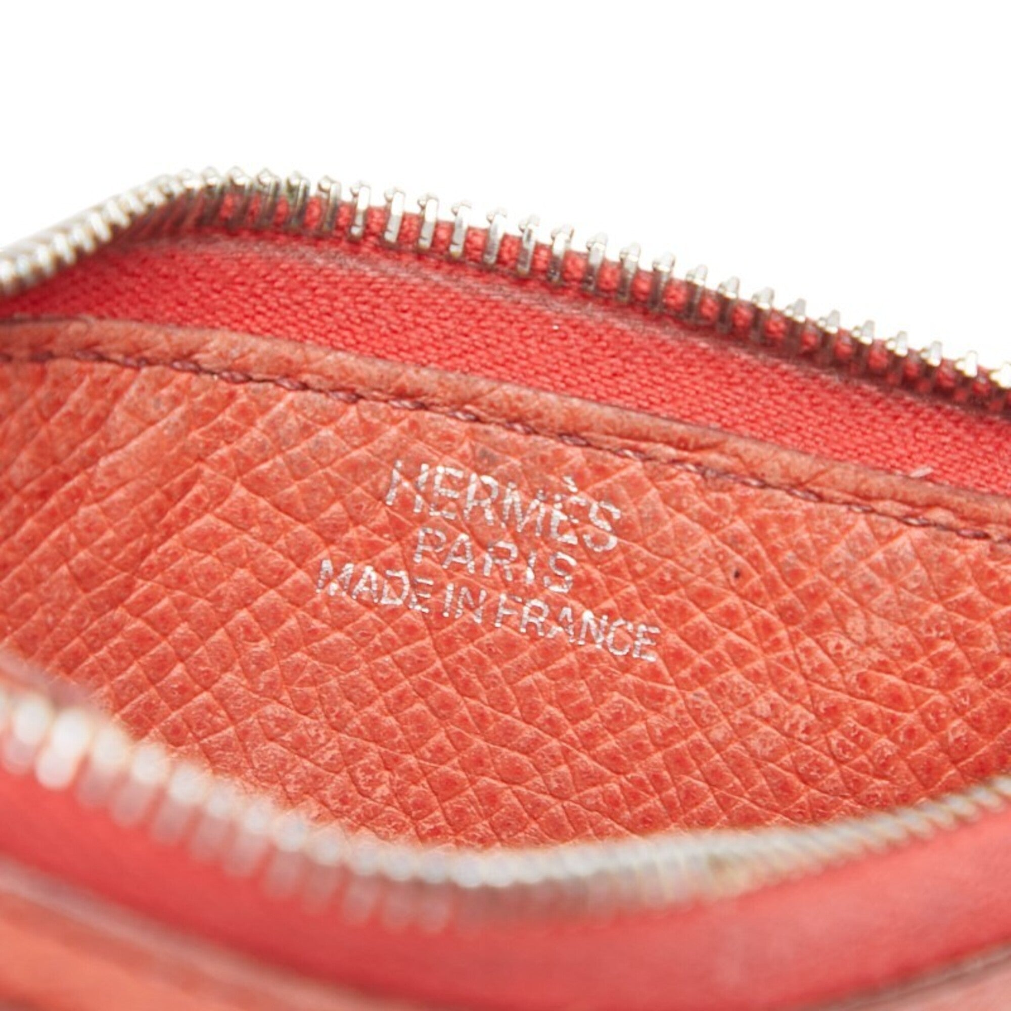 Hermes Orange Leather Coin Purse/Coin Case (Pre-Owned)