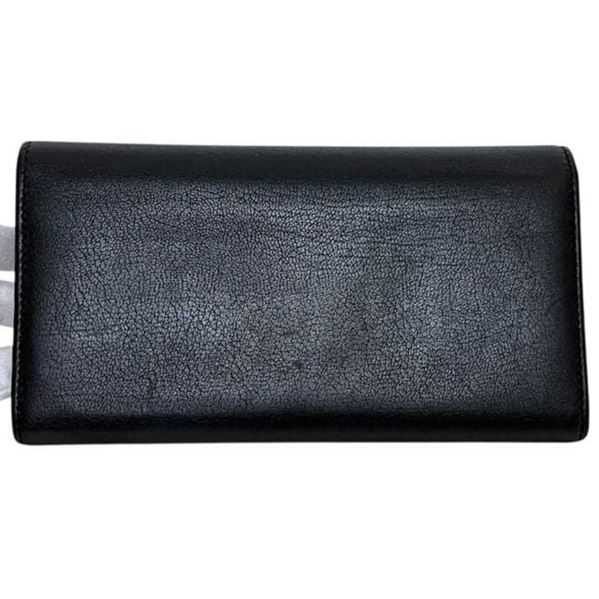 Yves Saint Laurent Black Leather Long Wallet (Bi-Fold) (Pre-Owned)