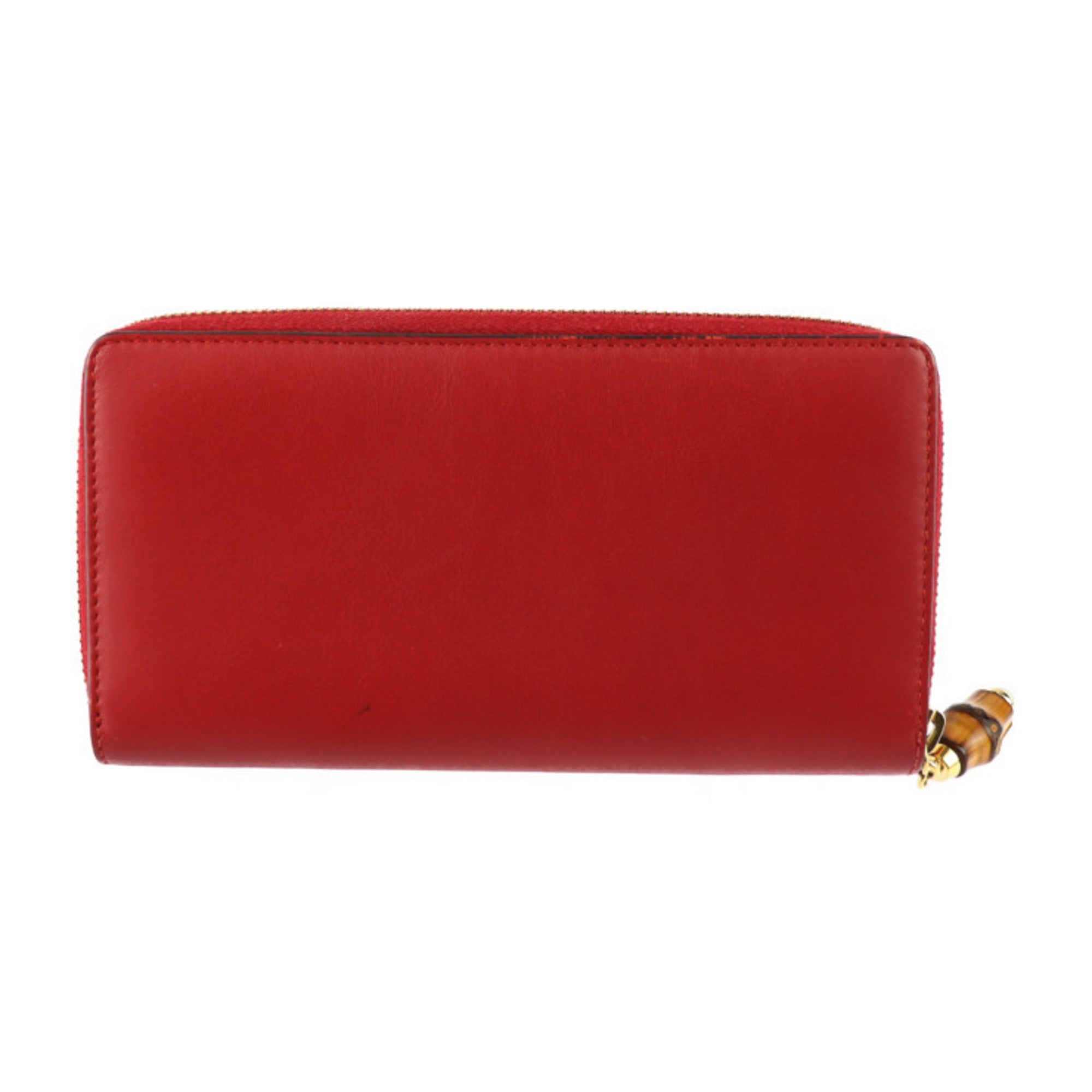 Gucci Red Color Leather Long Wallet (Bi-Fold) (Pre-Owned)