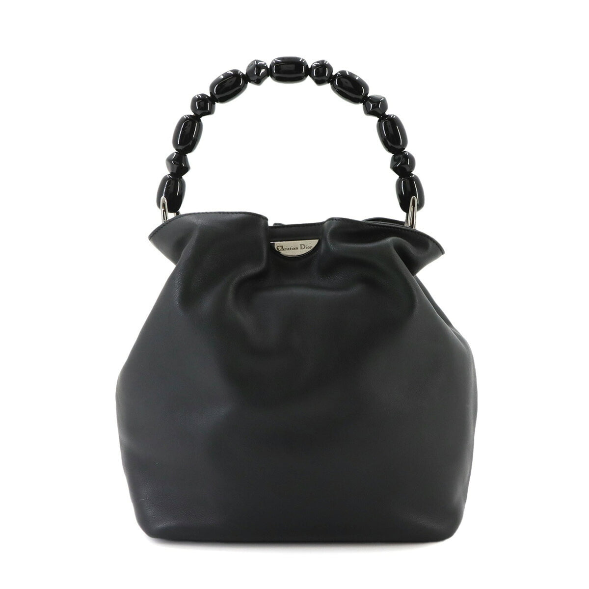 Christian Dior Malice Pearl Black Leather Handbag (Pre-Owned)